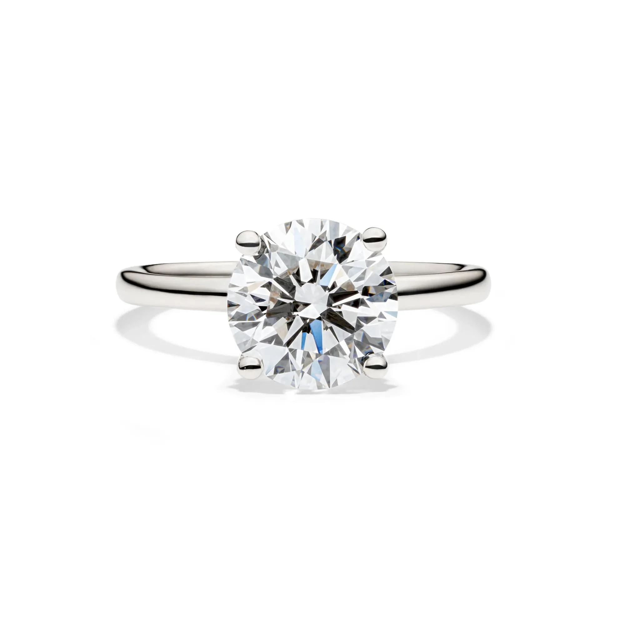 Lab Grown Diamond Solitaire Round Engagement Ring Platinum (3 CT.) White Size 4.5 2mm