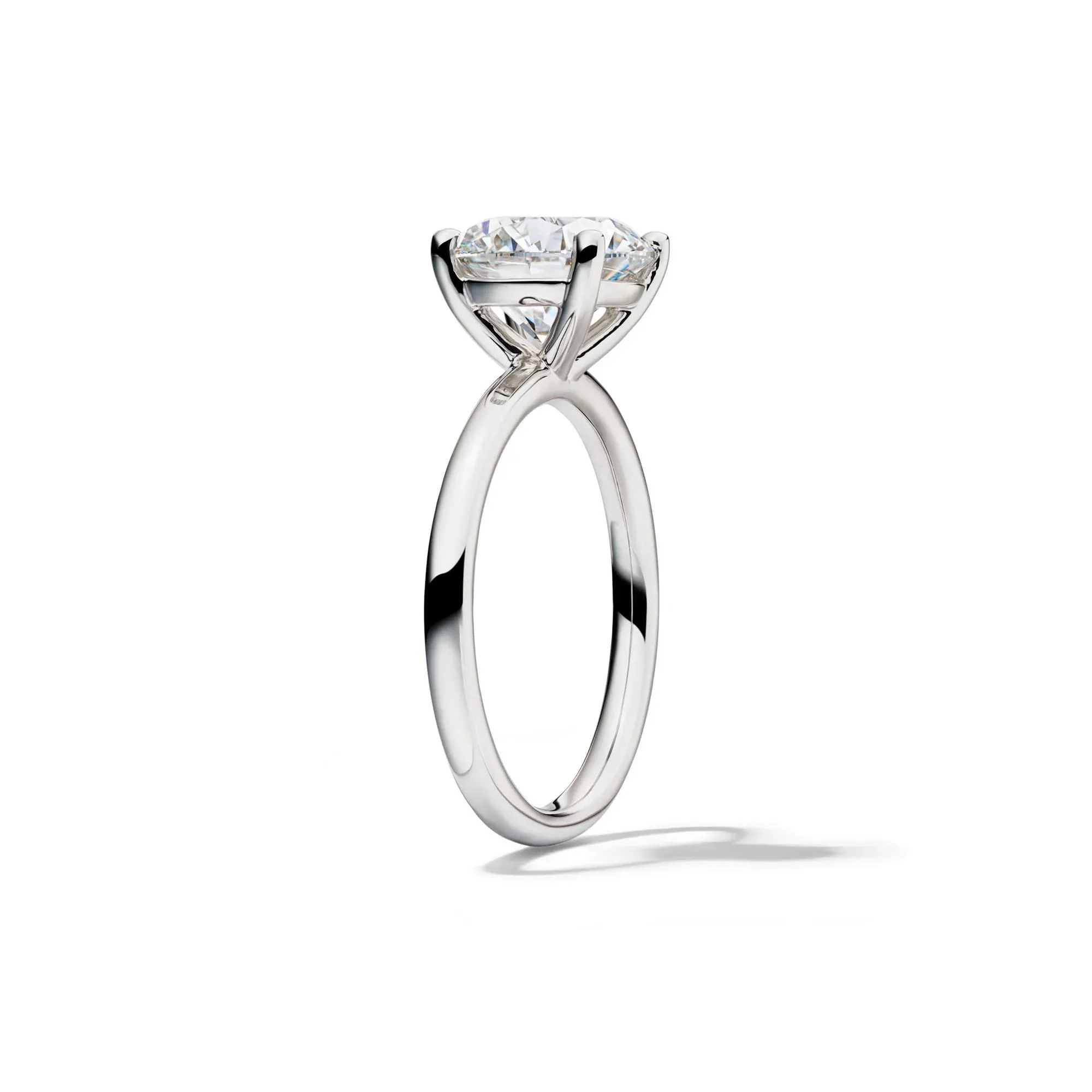 Lab Grown Diamond Solitaire Round Engagement Ring Platinum (3 CT.) White Size 6 2mm - Image 3