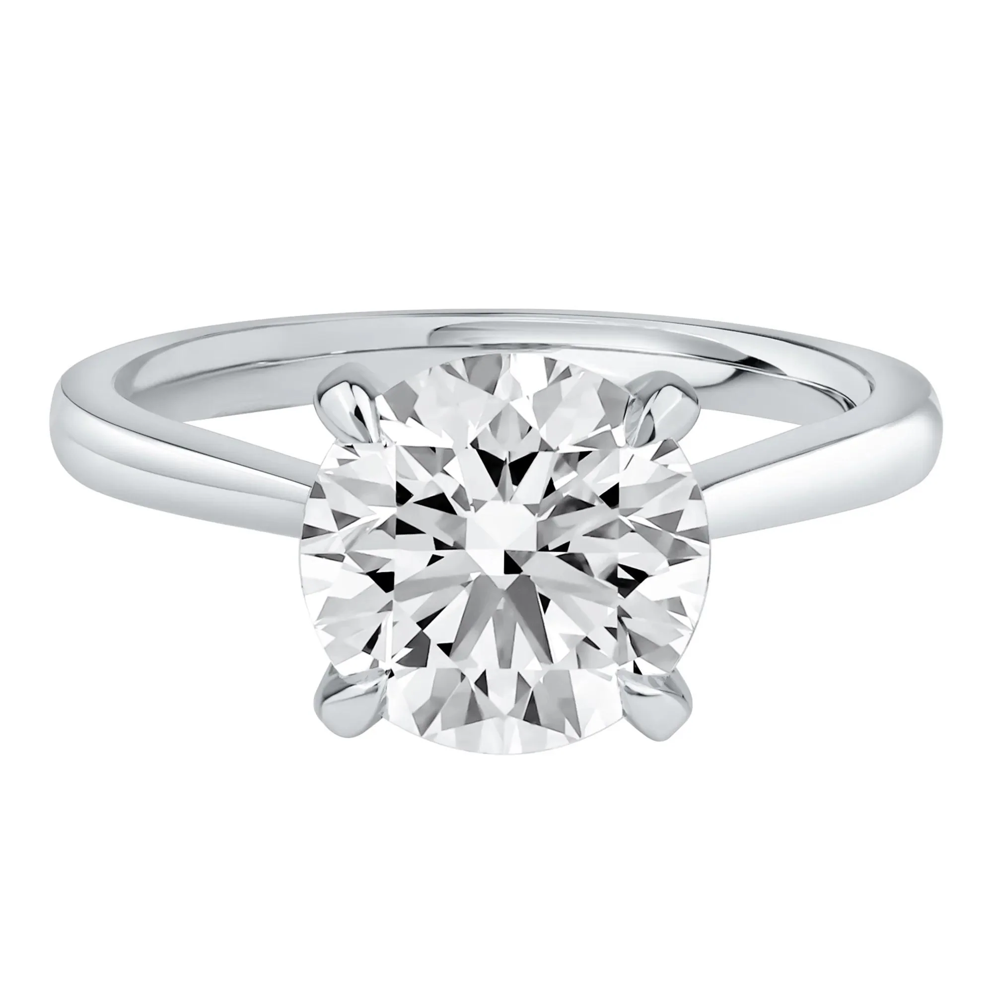 3 CT. Tw. Lab Grown Diamond Solitaire Engagement Ring Platinum Round Brilliant Cut White Size 7