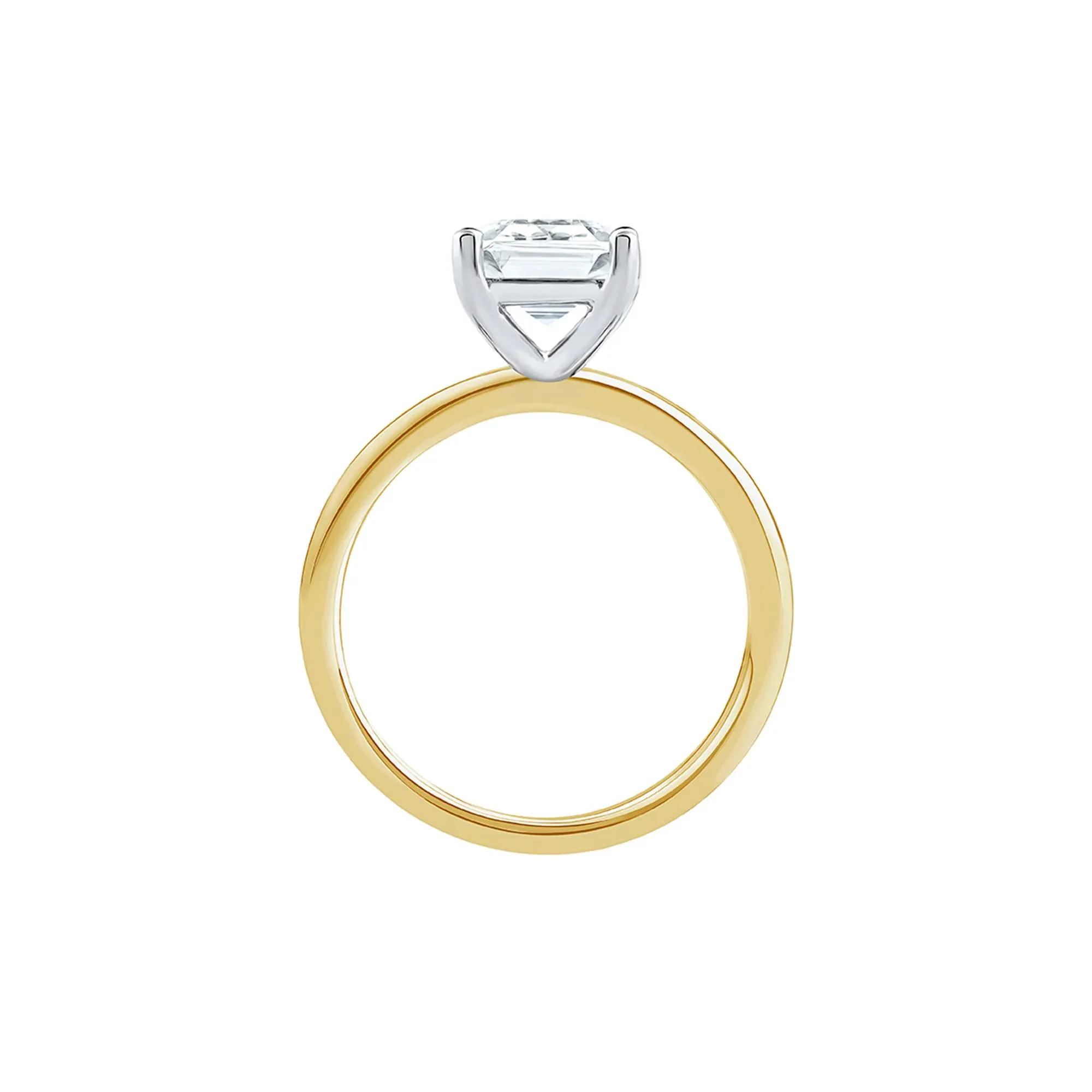 Lab Grown Diamond Emerald-Cut Solitaire Ring 14K Yellow Gold (3 CT.) Size 5 2mm - Image 2