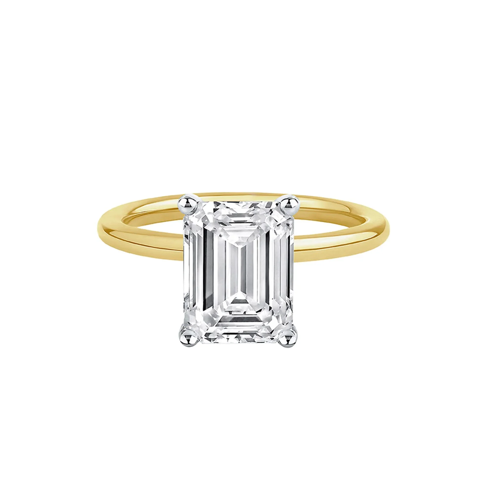 Lab Grown Diamond Emerald-Cut Solitaire Ring 14K Yellow Gold (3 CT.) Size 8.5 2mm