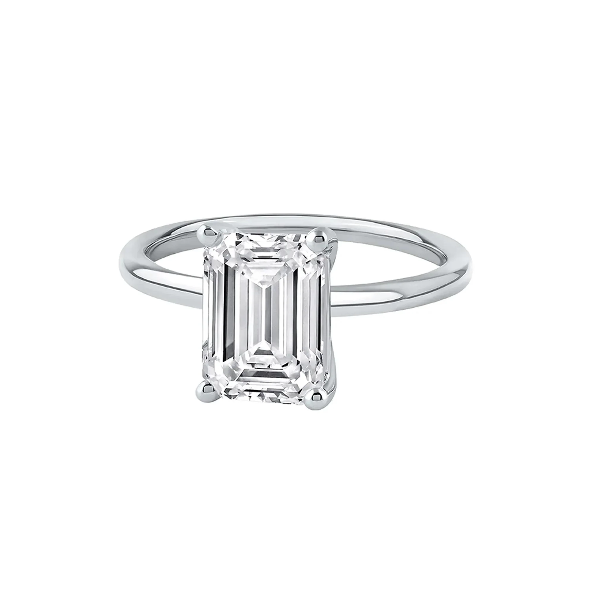 Lab Grown Diamond Emerald-Cut Solitaire Ring Platinum (3 CT.) White Size 5.5 2mm - Image 4