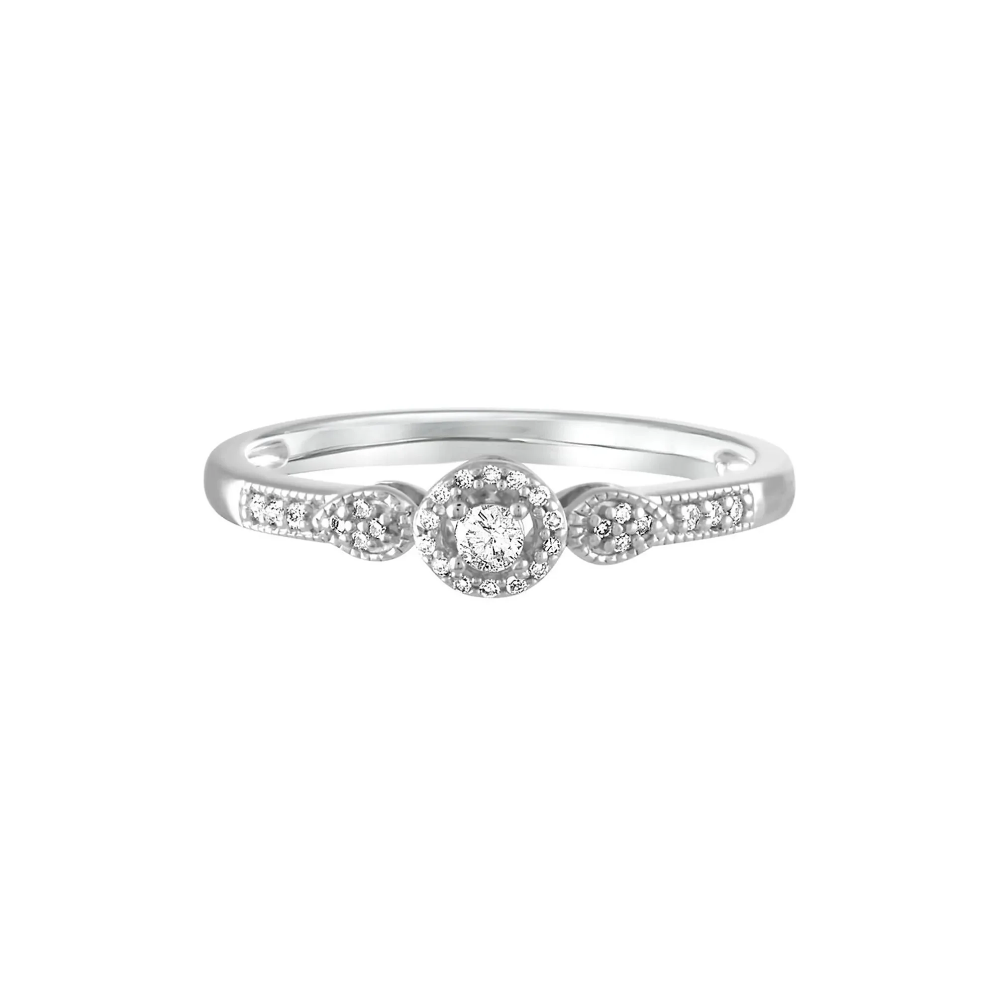 1/10 CT. Tw. Diamond Promise Ring .925 Sterling Silver Round Brilliant Cut White Size 6.5