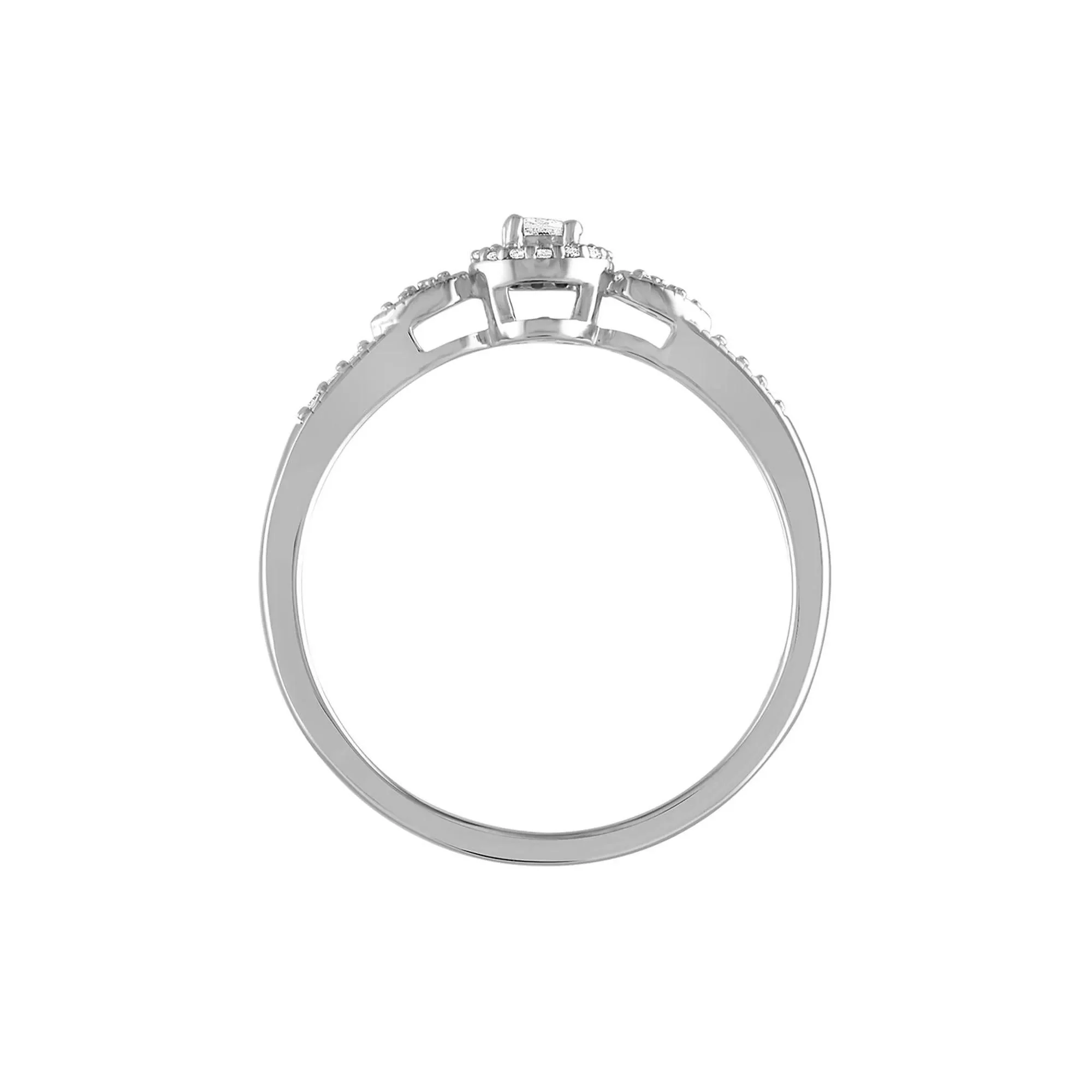 1/10 CT. Tw. Diamond Promise Ring .925 Sterling Silver Round Brilliant Cut White Size 6.5 - Image 2