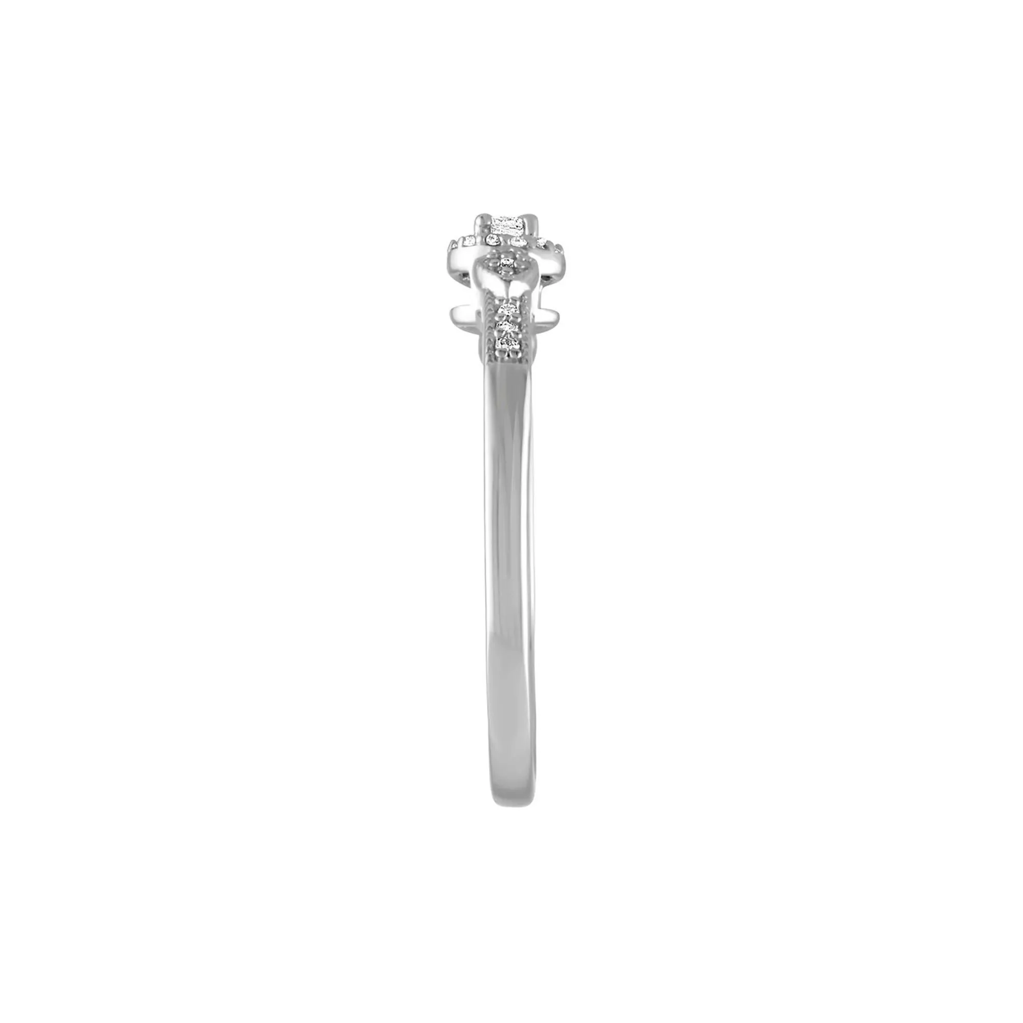 1/10 CT. Tw. Diamond Promise Ring .925 Sterling Silver Round Brilliant Cut White Size 8 - Image 3
