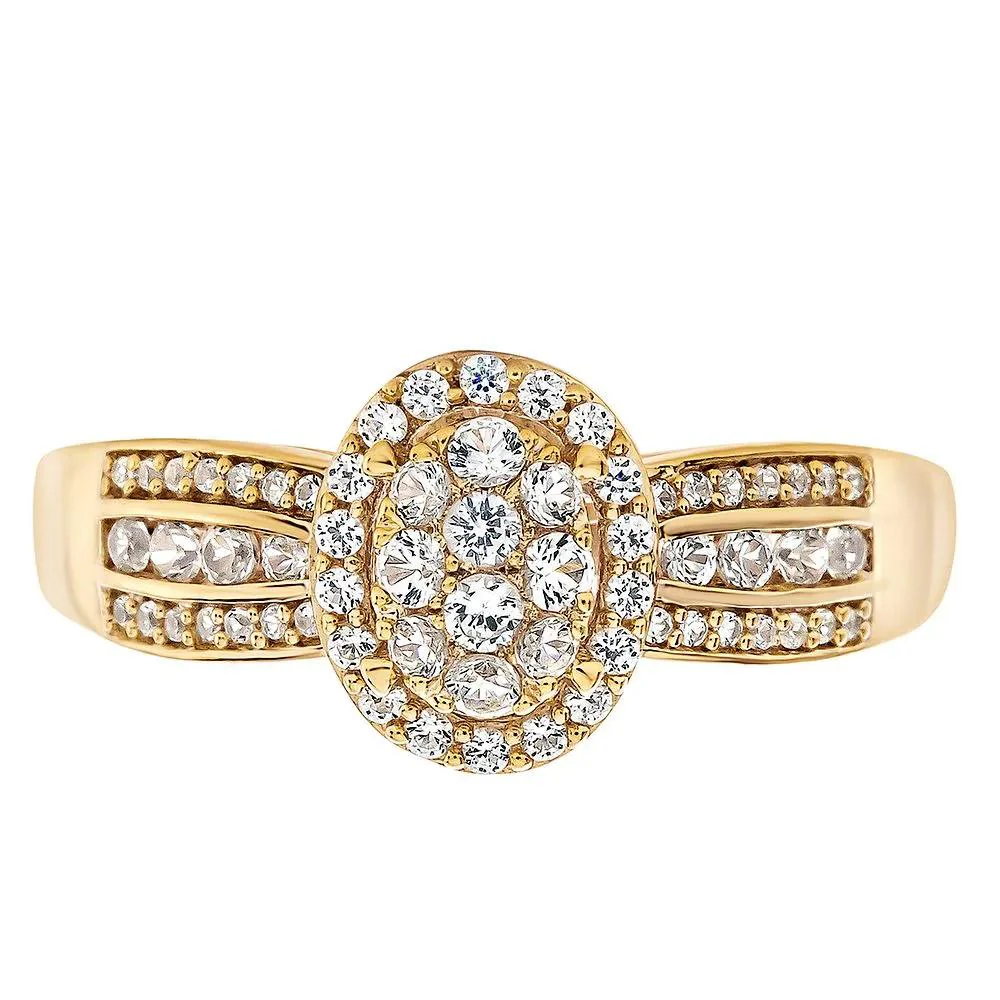 1/2 CT. Tw. Diamond Ring 10K Yellow Gold Round Brilliant Cut Size 6.5