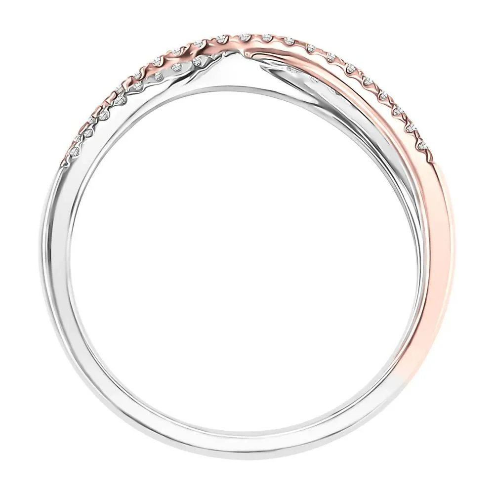 1/7 CT. Tw. Diamond Criss Cross Ring 10K White & Rose Gold Round Brilliant Cut Size 9 - Image 3