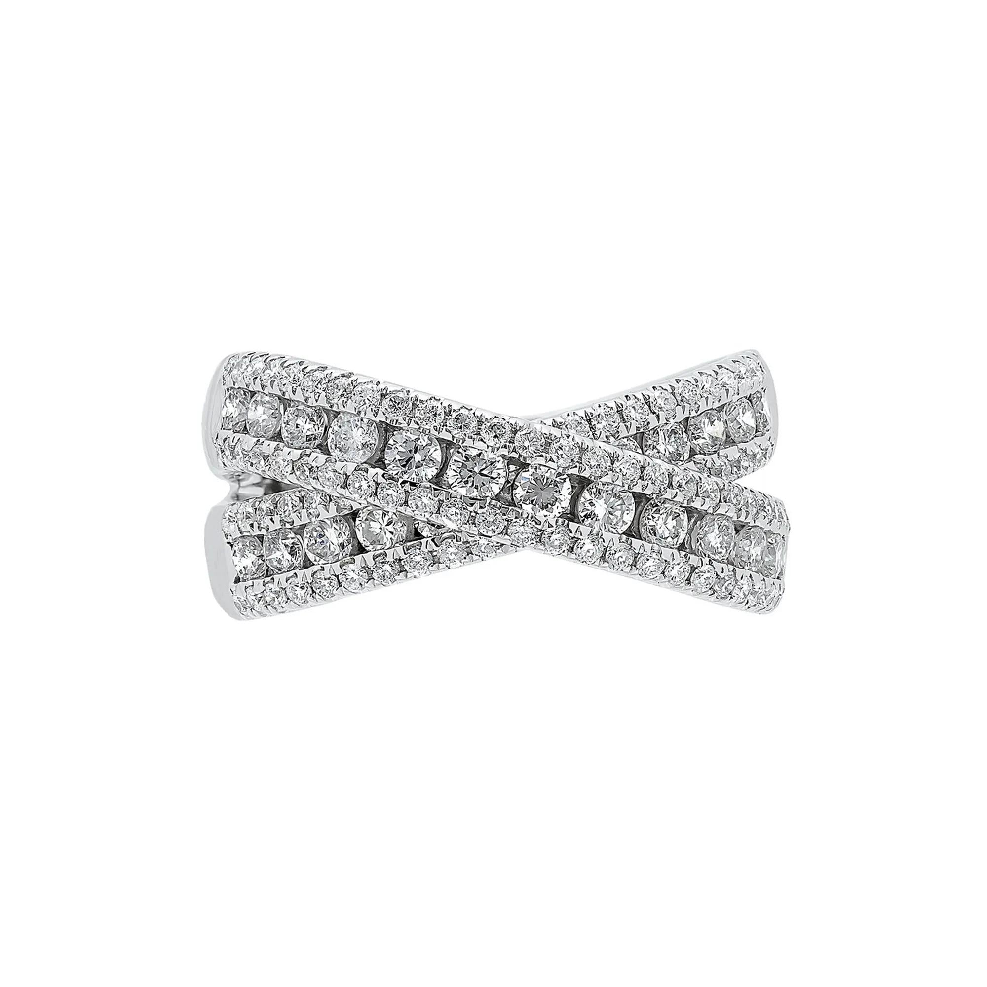 1/2 CT. Tw. Diamond Crossover Ring 14K White Gold Round Brilliant Cut Size 8.5