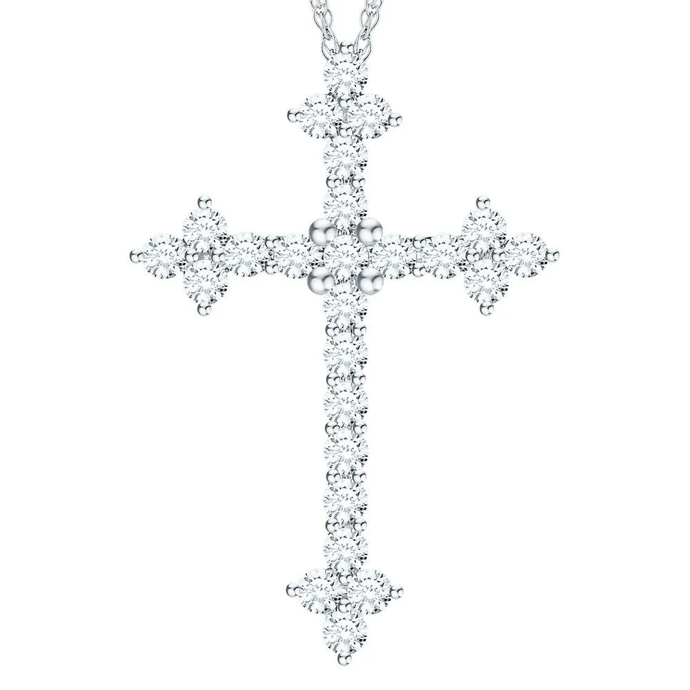1 CT. Tw. Diamond Cross Pendant Necklace 10K White Gold Size 18"
