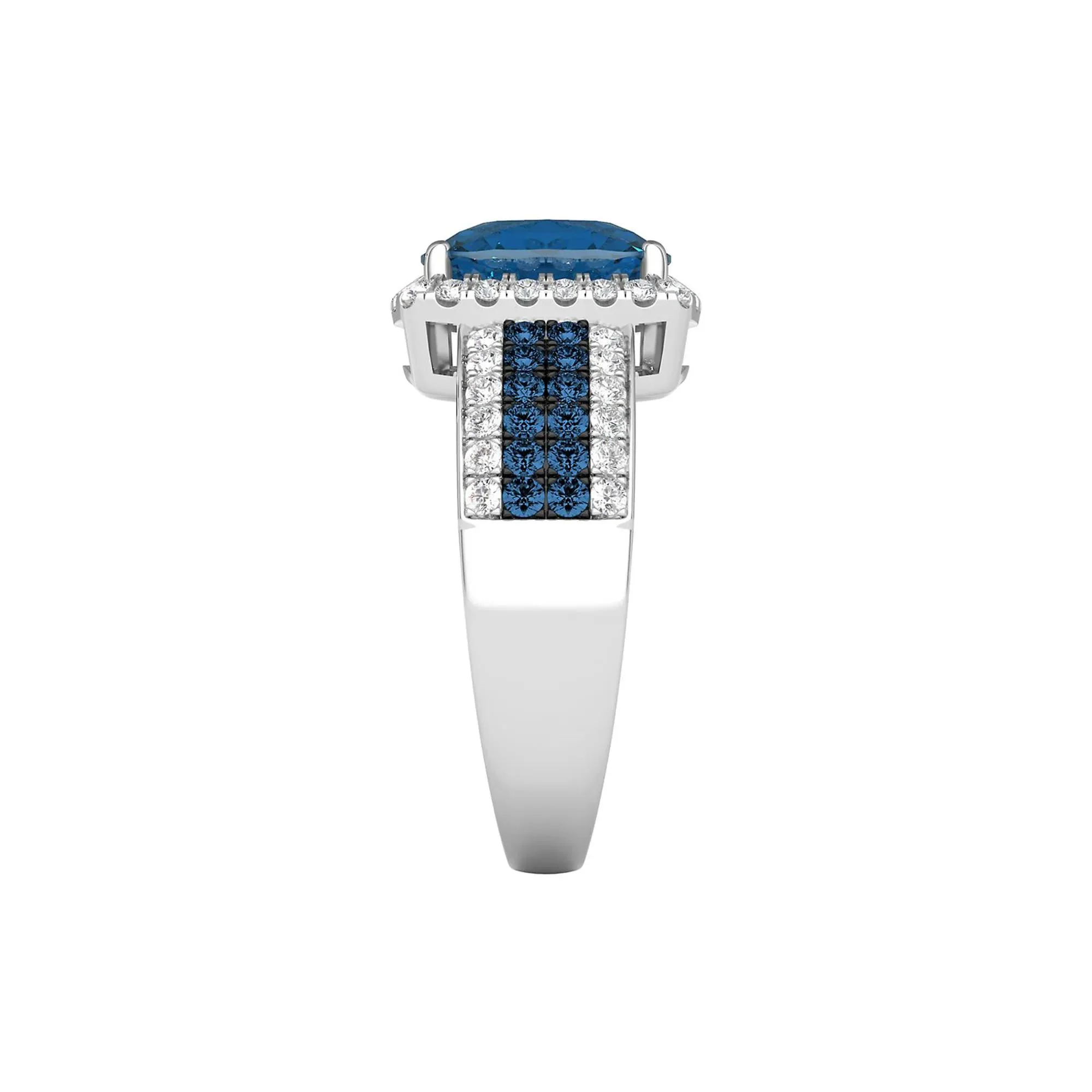 3/4 CT. Tw. London Blue Topaz & Diamond Ring 14K White Gold Size 9 - Image 3