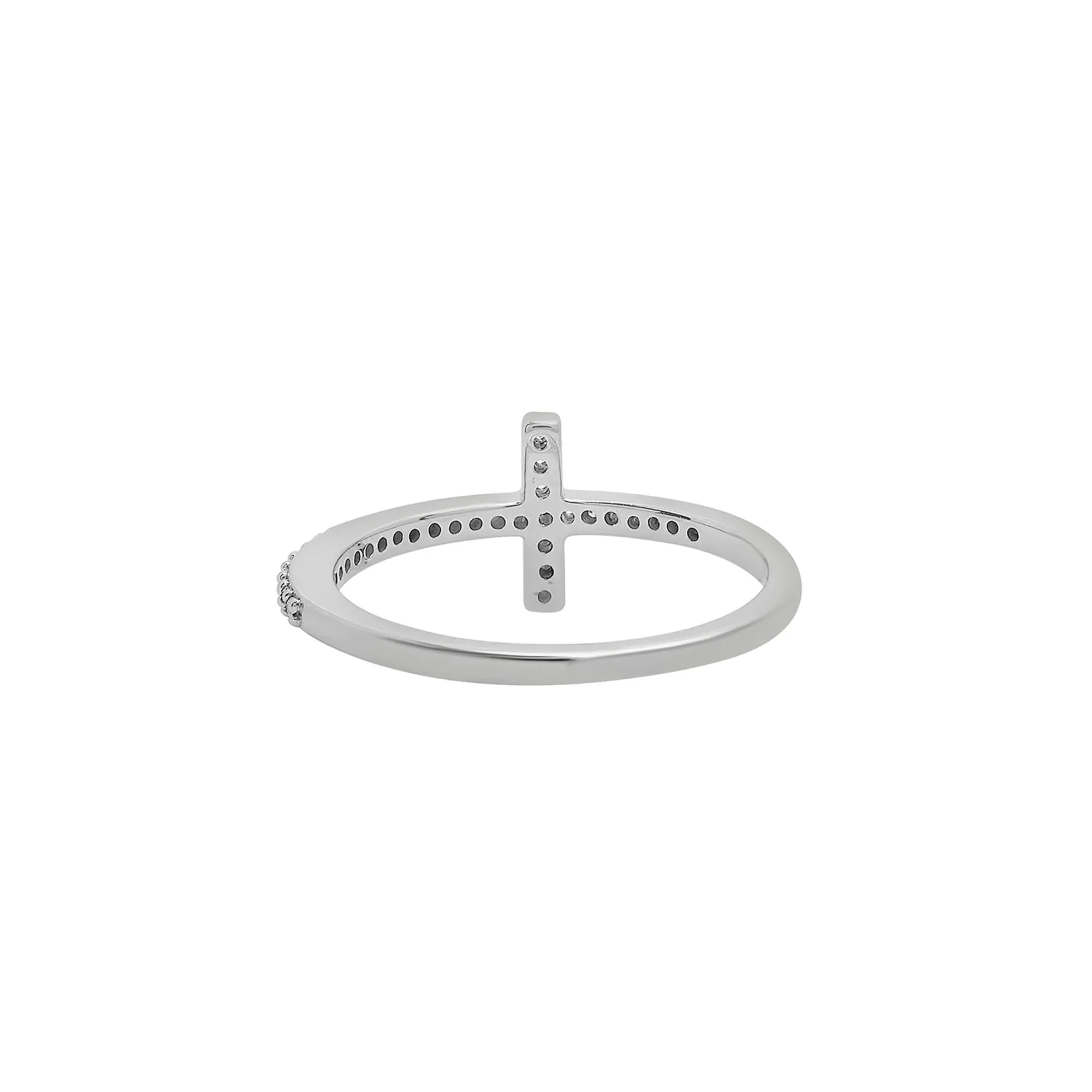 1/8 CT. Tw. Diamond Cross Ring .925 Sterling Silver White Size 6 - Image 5