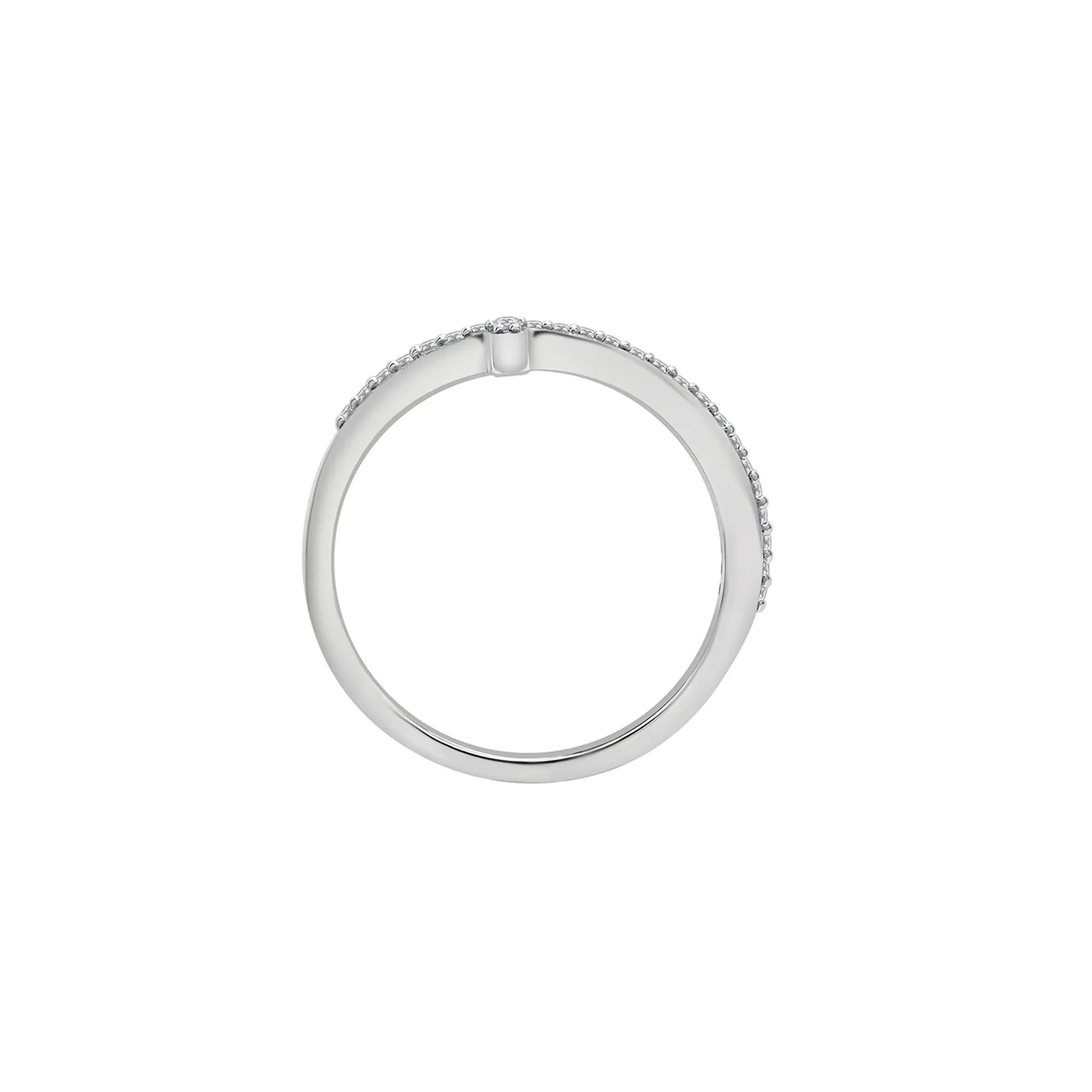 1/8 CT. Tw. Diamond Cross Ring .925 Sterling Silver White Size 7 - Image 2