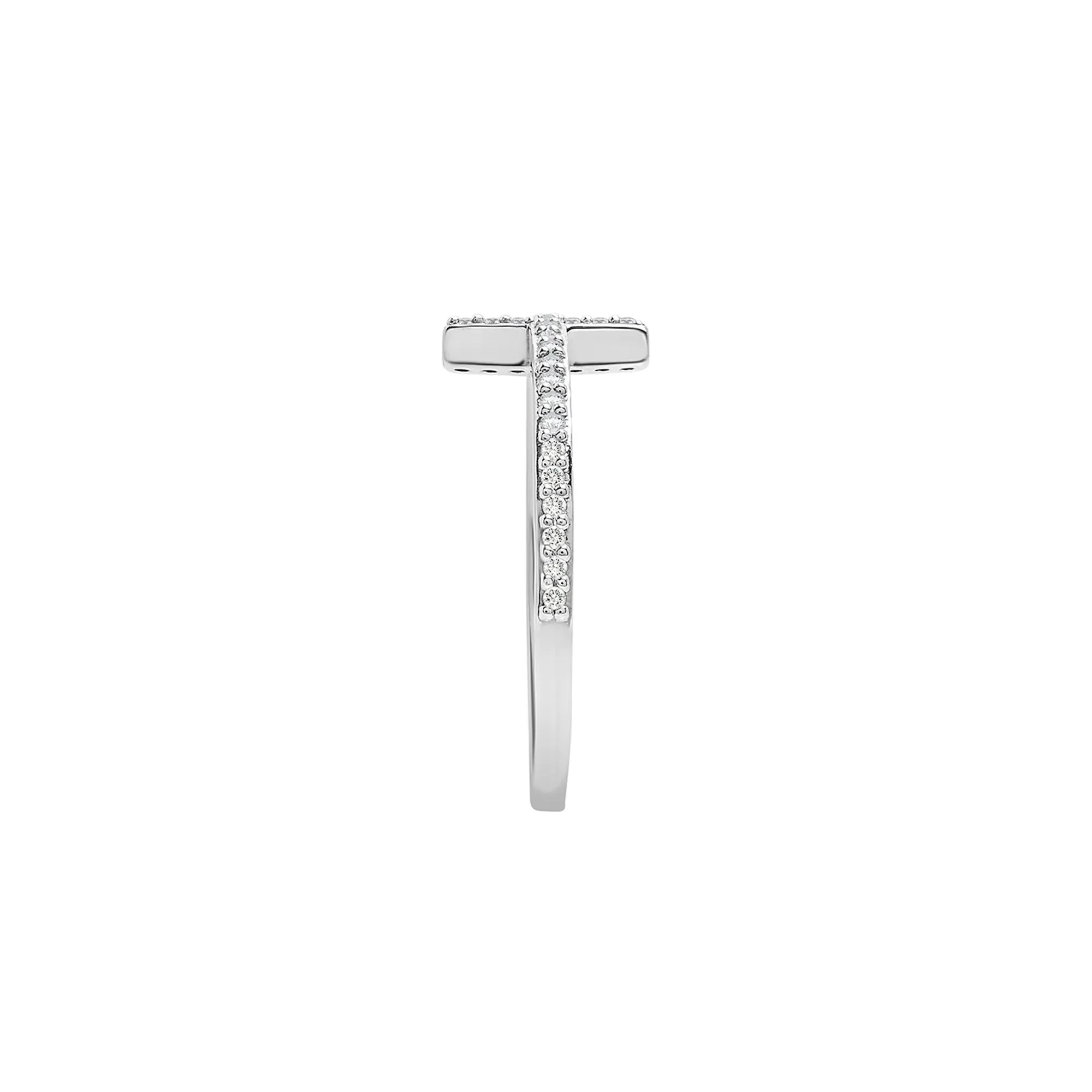 1/8 CT. Tw. Diamond Cross Ring .925 Sterling Silver White Size 7.5 - Image 3