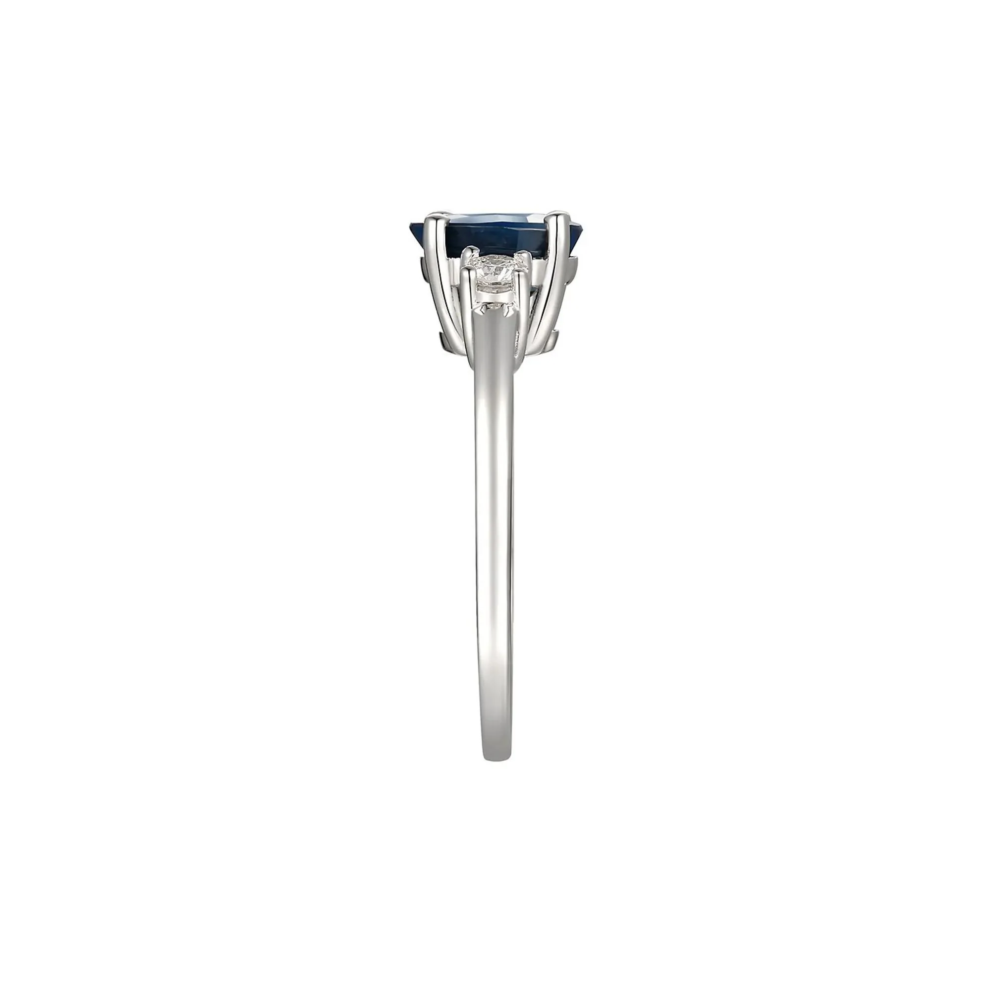 1/5 CT. Tw. Sapphire & Diamond Ring 14K White Gold Round Brilliant Cut Size 8.5 - Image 3
