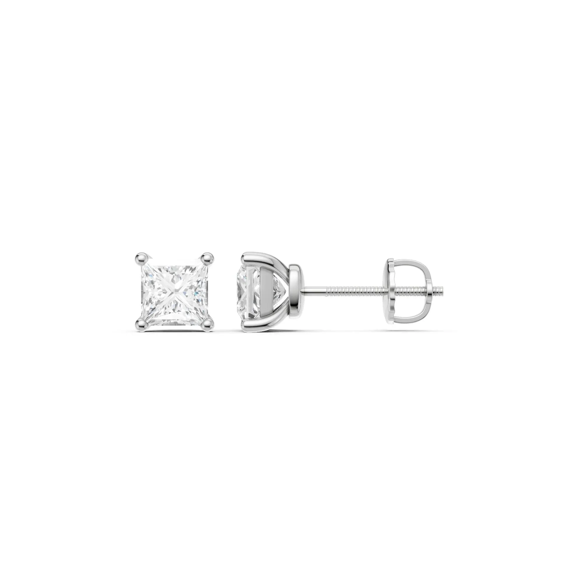 1/2 CT. Tw. Lab Grown Diamond Earrings with Princess Cut 14K White Gold Size 5.60mm