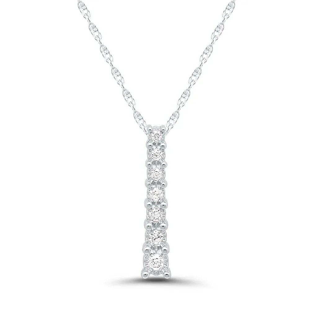1/10 CT. Tw. Journey Diamond Pendant Necklace with Illusion Setting 10K White Gold Size 3.20mm