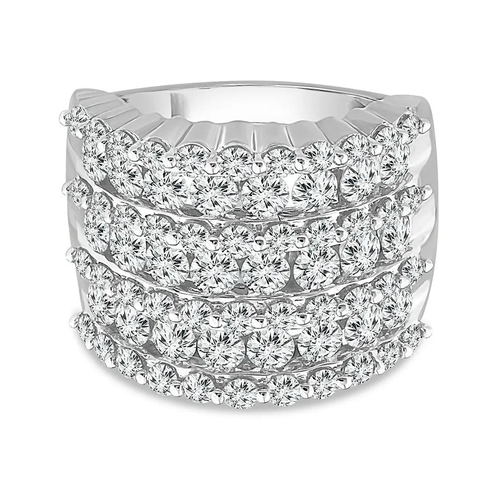 3 CT. Tw. Seven-Row Diamond Wedding Band Ring 10K White Gold Round Brilliant Cut Size 7