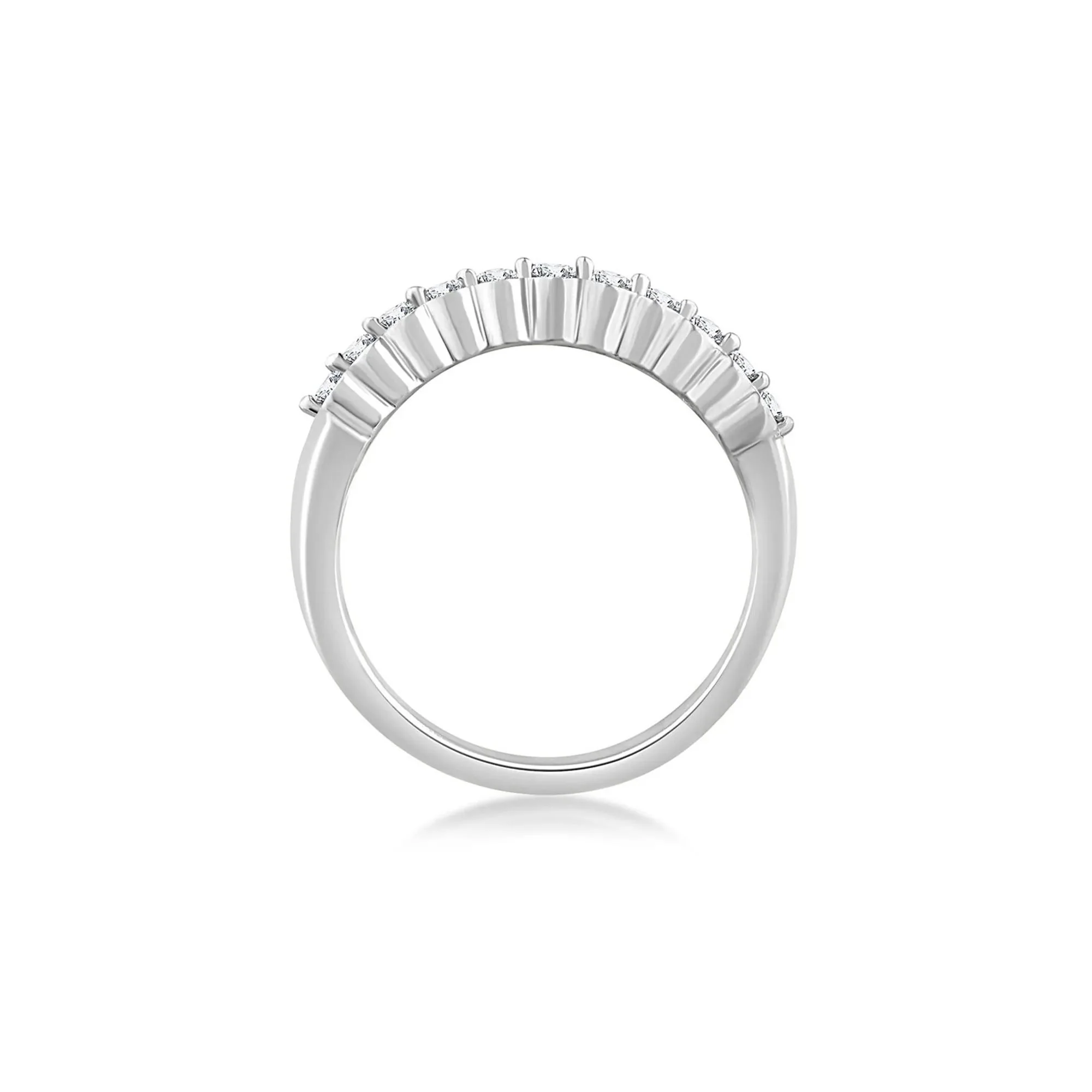 3 CT. Tw. Seven-Row Diamond Wedding Band Ring 10K White Gold Round Brilliant Cut Size 9 - Image 2