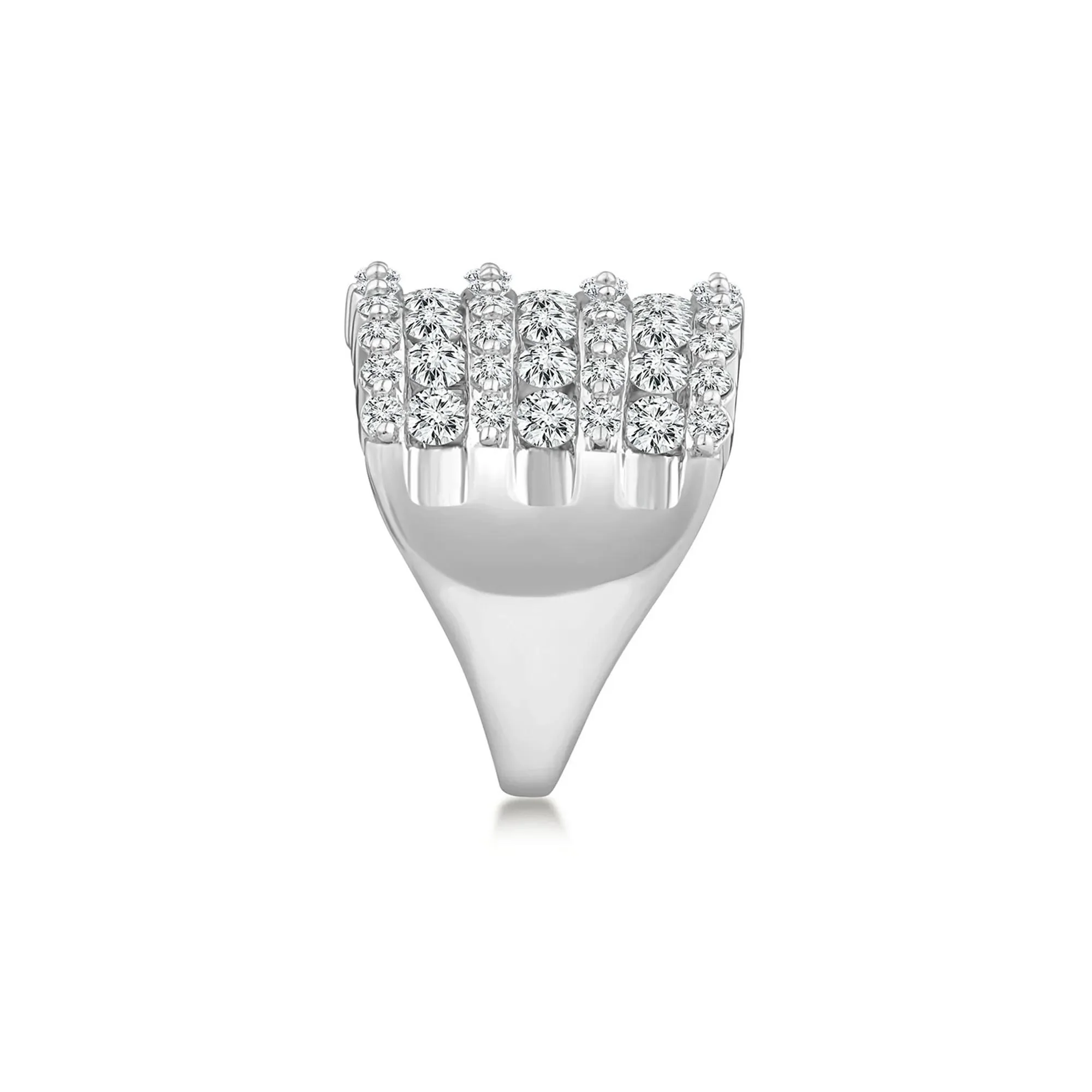 3 CT. Tw. Seven-Row Diamond Wedding Band Ring 10K White Gold Round Brilliant Cut Size 9 - Image 3