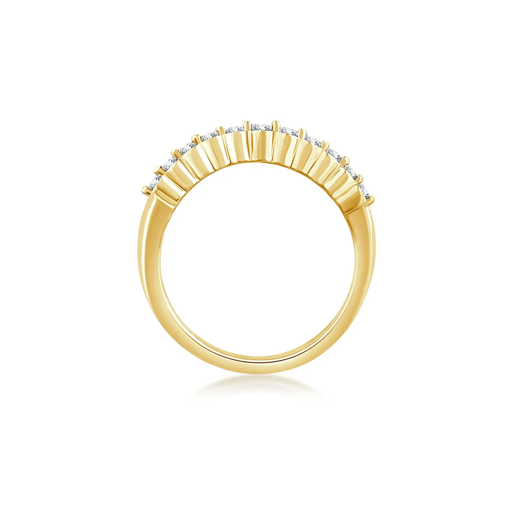 3 CT. Tw. Seven-Row Diamond Wedding Band Ring 10K Yellow Gold Round Brilliant Cut Size 8 - Image 2
