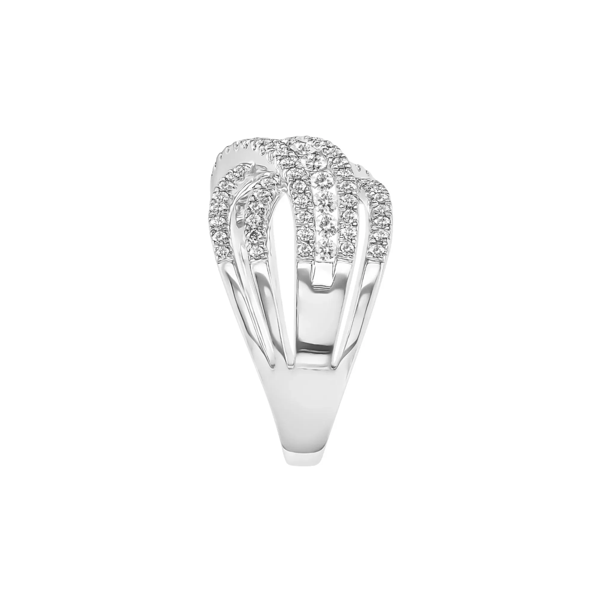 1 CT. Tw. Diamond Crossover Band Ring 10K White Gold Round Brilliant Cut Size 8 - Image 3