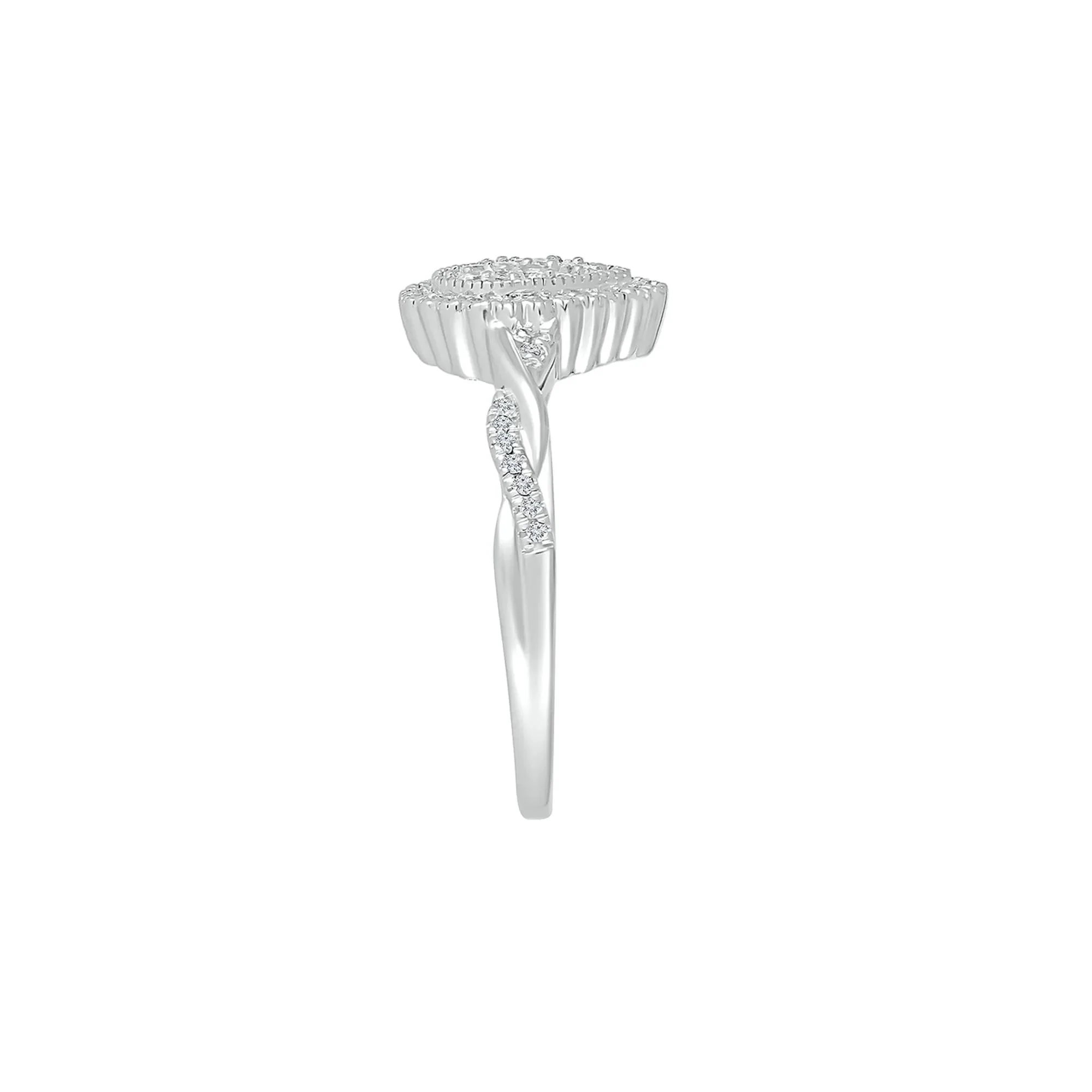 1/4 CT. Tw. Pear-Shaped Promise Ring with Diamond Twist Band .925 Sterling Silver Round Brilliant Cut White Size 6 - Image 3