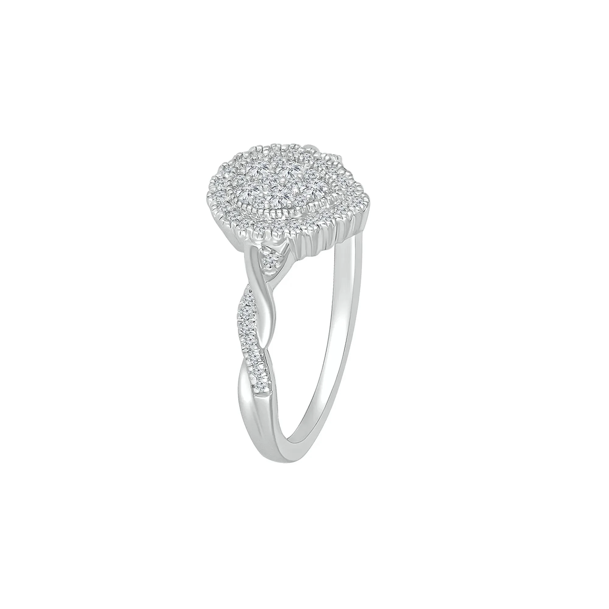 1/4 CT. Tw. Pear-Shaped Promise Ring with Diamond Twist Band .925 Sterling Silver Round Brilliant Cut White Size 8.5 - Image 4