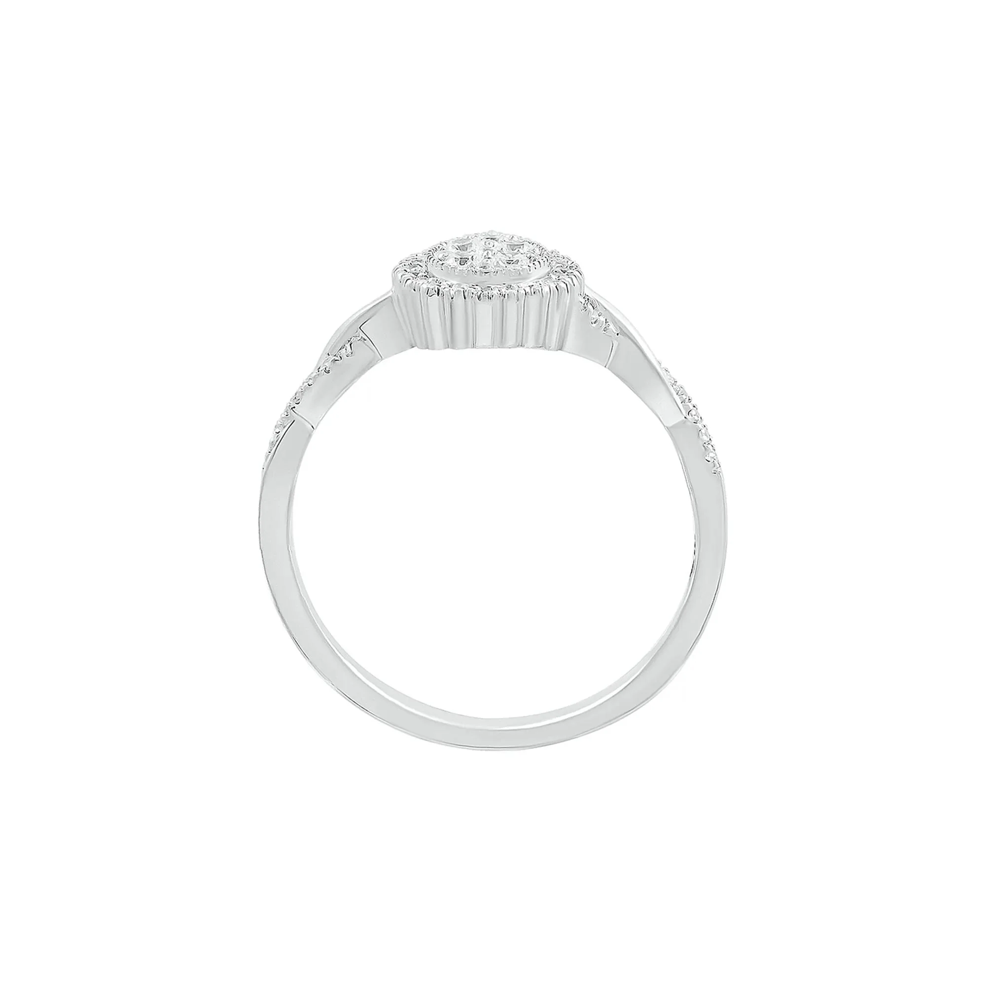 1/4 CT. Tw. Pear-Shaped Promise Ring with Diamond Twist Band .925 Sterling Silver Round Brilliant Cut White Size 9 - Image 2
