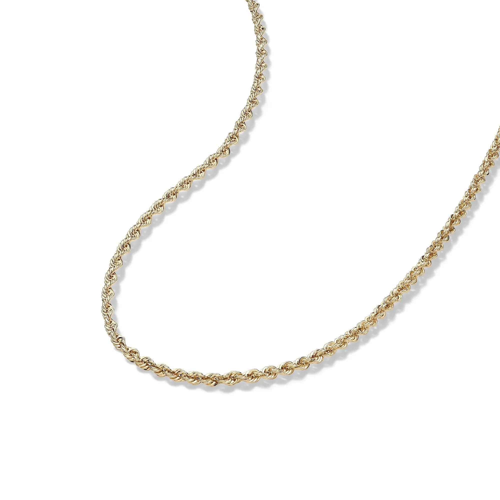 Glitter Hollow Rope Chain 14K Yellow Gold Necklace Size 18" - Image 3