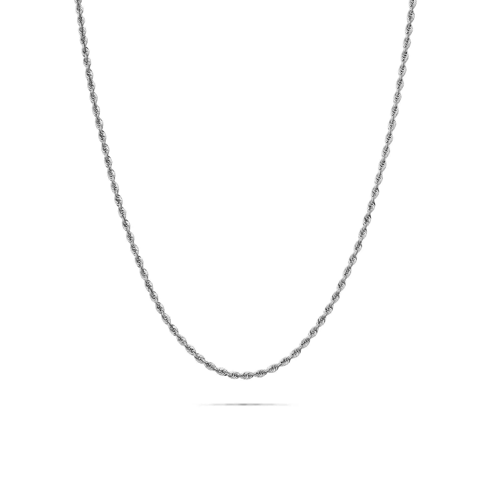 Glitter Rope Chain Necklace 14K White Gold Size 20"
