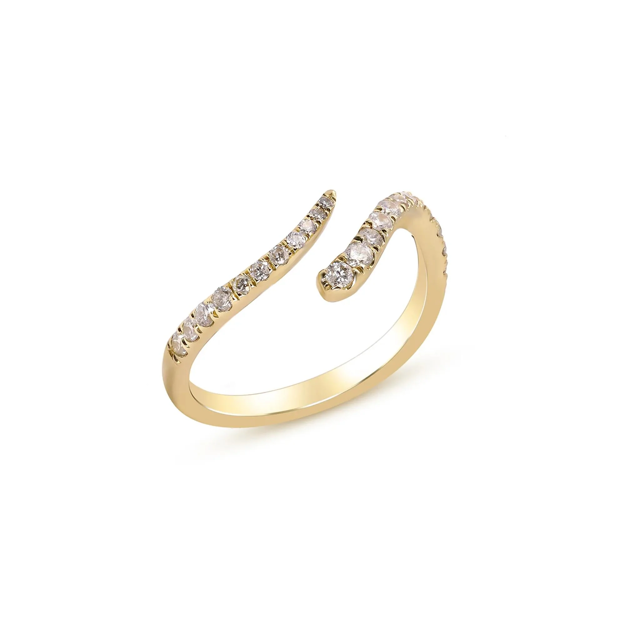 1/4 CT. Tw. Open Bypass Ring with Diamonds 10K Yellow Gold Round Brilliant Cut Size 6.5 2mm - Image 4