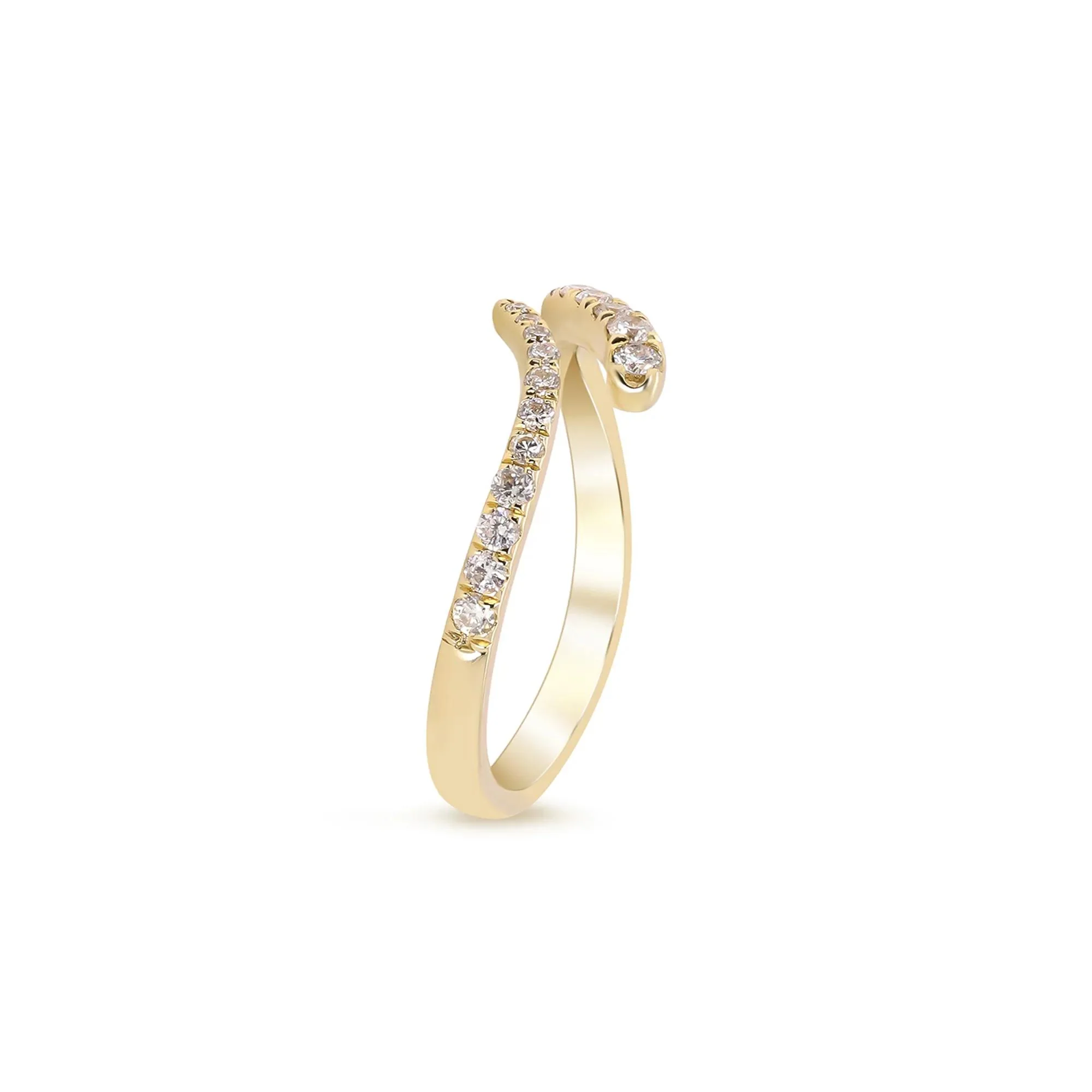 1/4 CT. Tw. Open Bypass Ring with Diamonds 10K Yellow Gold Round Brilliant Cut Size 7.5 2mm - Image 3
