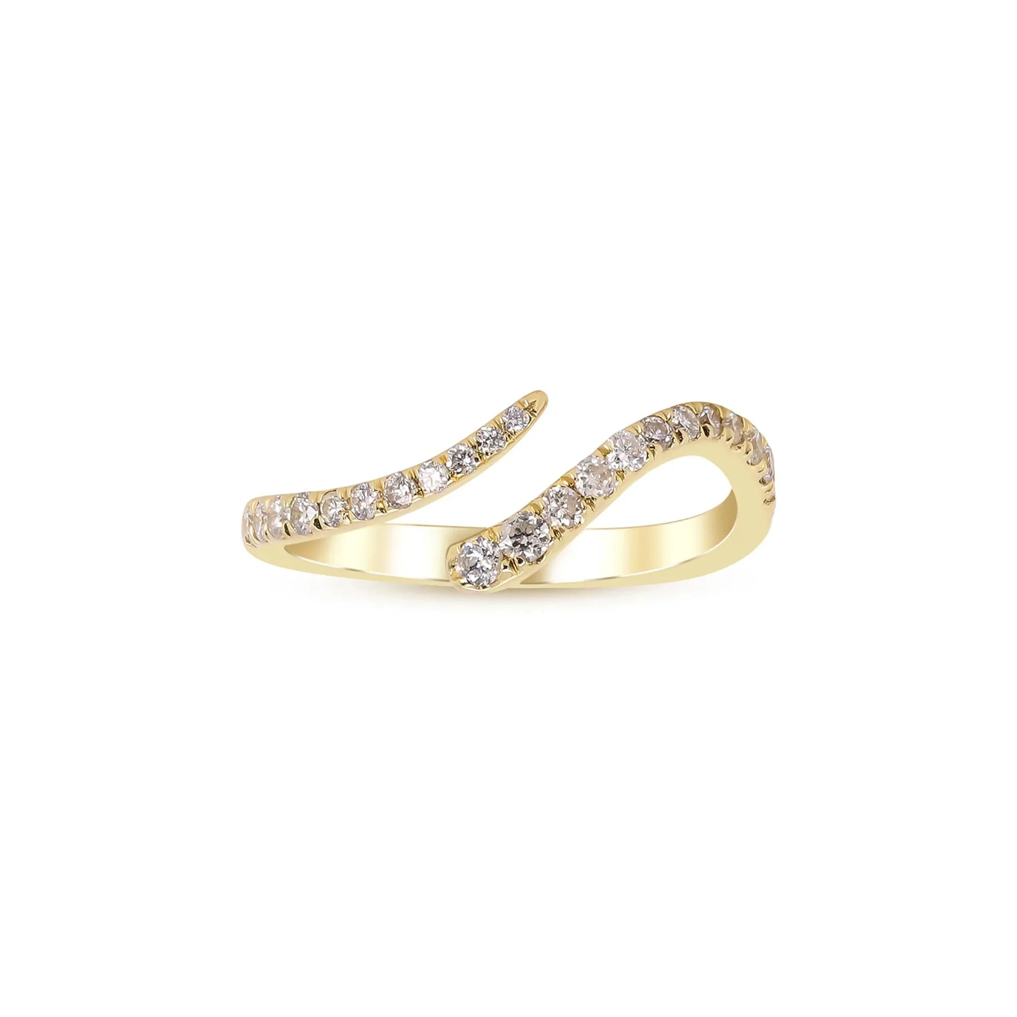 1/4 CT. Tw. Open Bypass Ring with Diamonds 10K Yellow Gold Round Brilliant Cut Size 8 2mm
