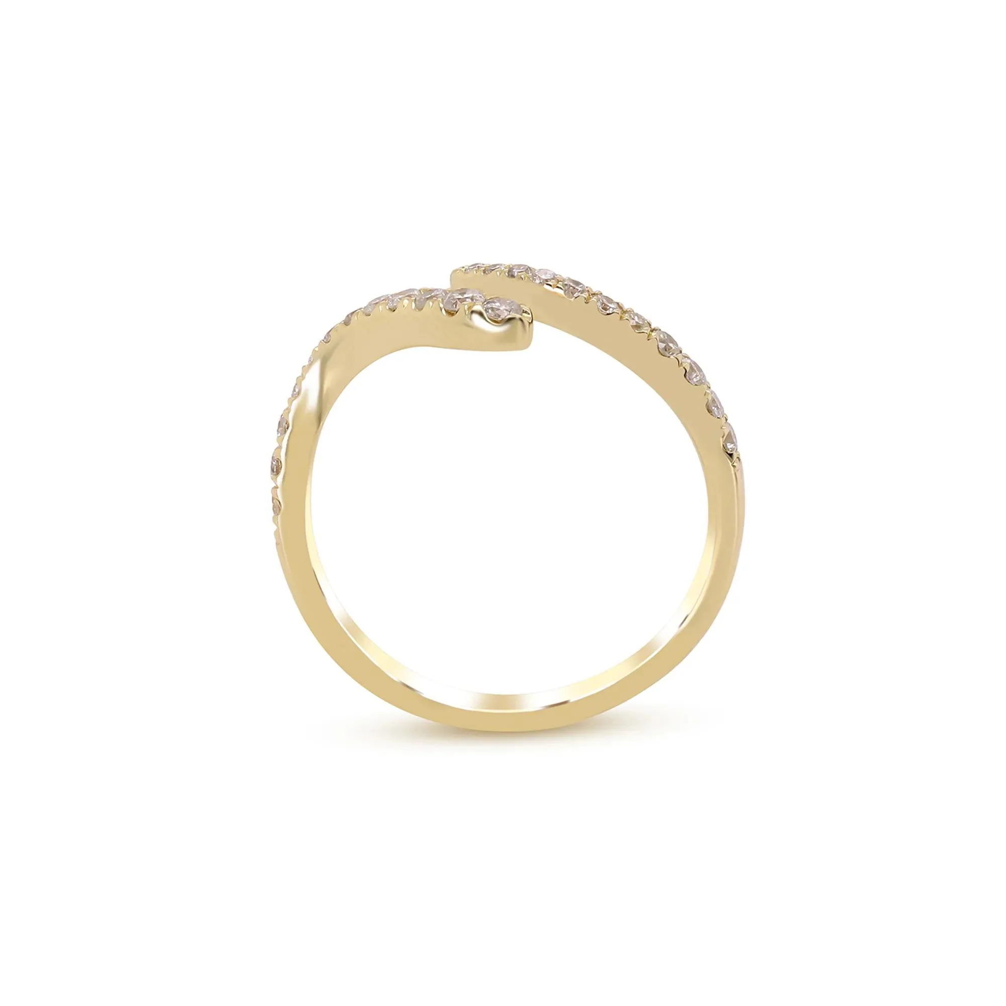 1/4 CT. Tw. Open Bypass Ring with Diamonds 10K Yellow Gold Round Brilliant Cut Size 8.5 2mm - Image 2