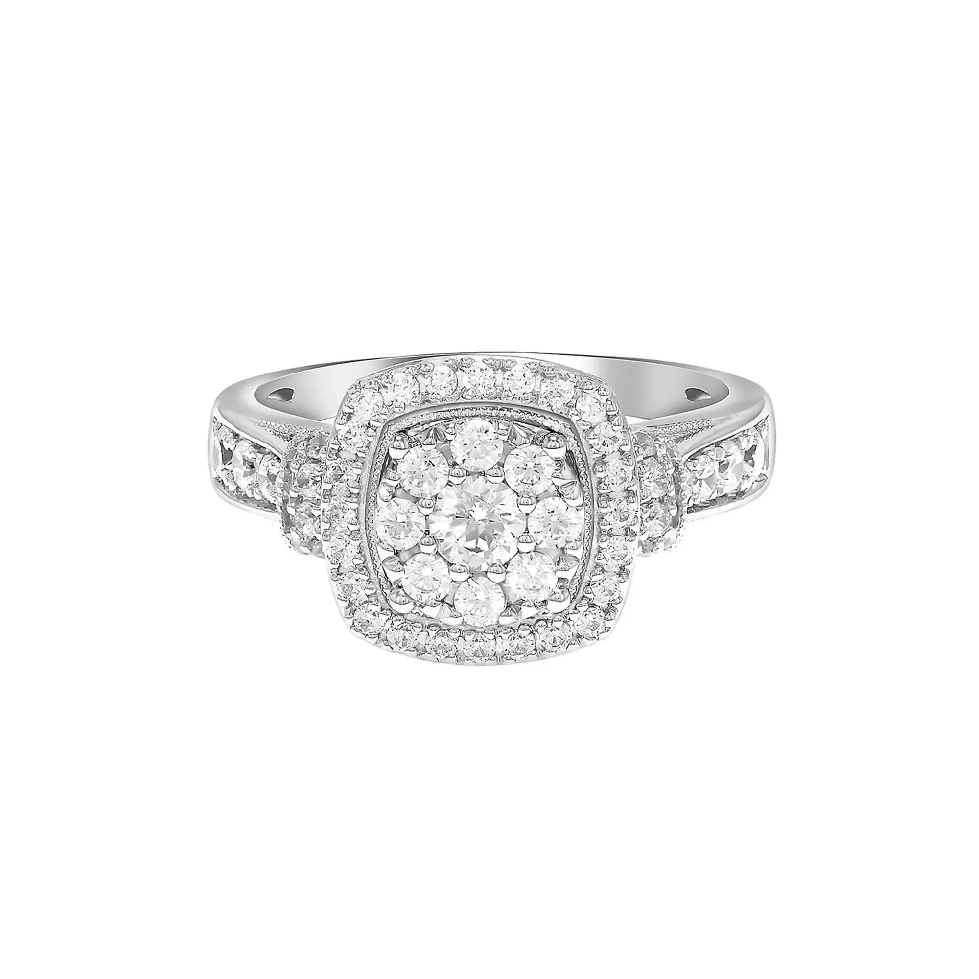 1 CT. Tw. Diamond Engagement Ring 10K White Gold Round Brilliant Cut Size 6.5