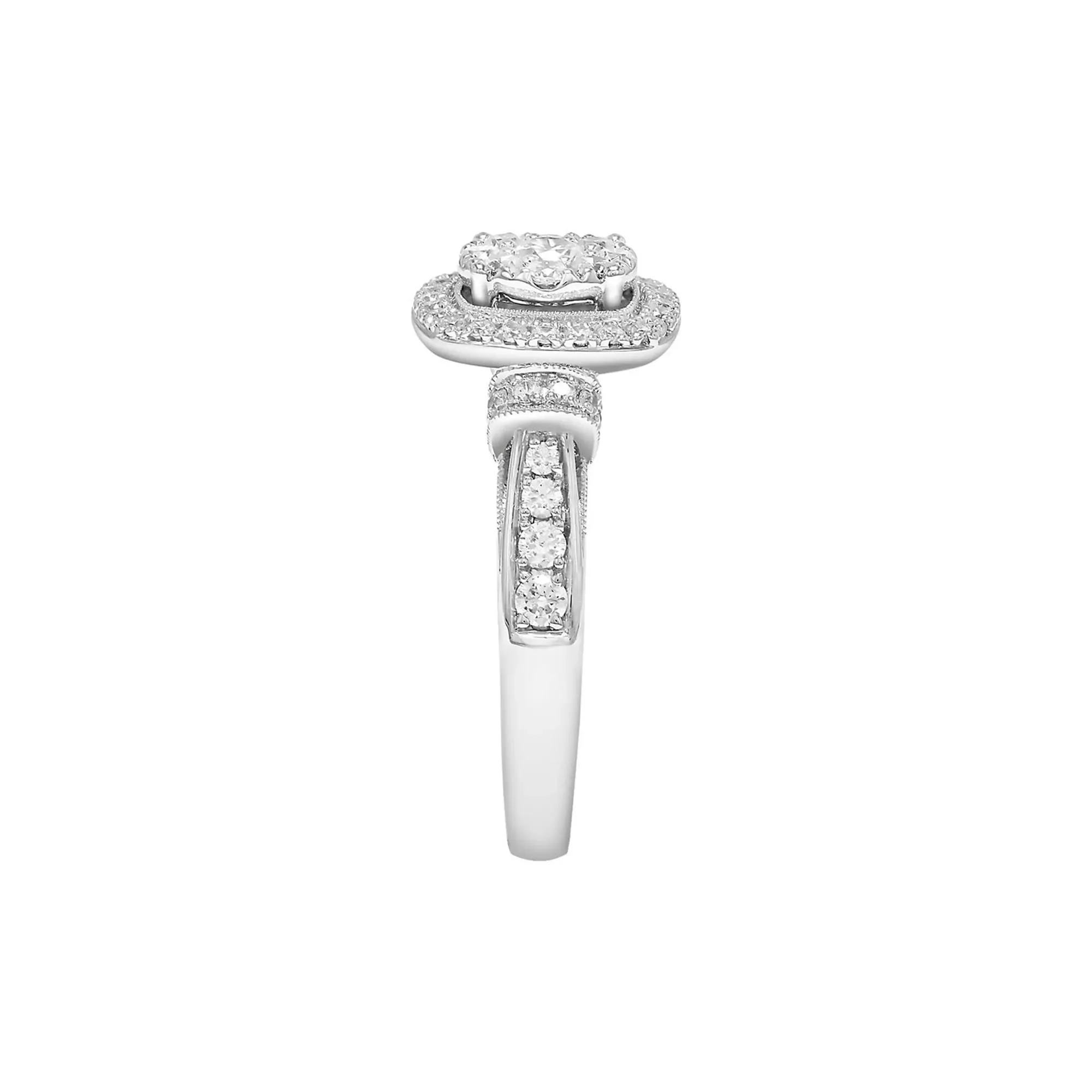 1 CT. Tw. Diamond Engagement Ring 10K White Gold Round Brilliant Cut Size 6.5 - Image 3