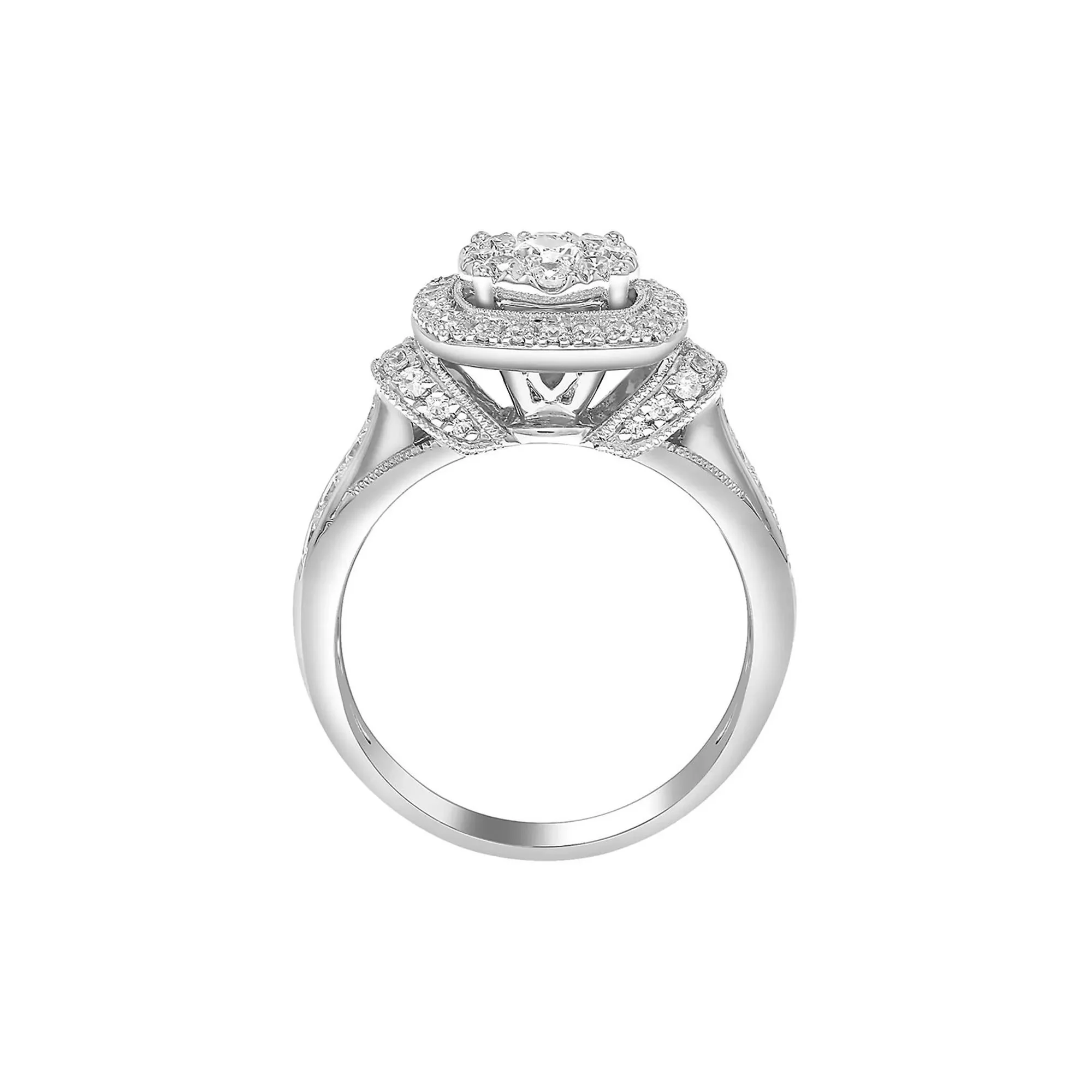1 CT. Tw. Diamond Engagement Ring 10K White Gold Round Brilliant Cut Size 7.5 - Image 2