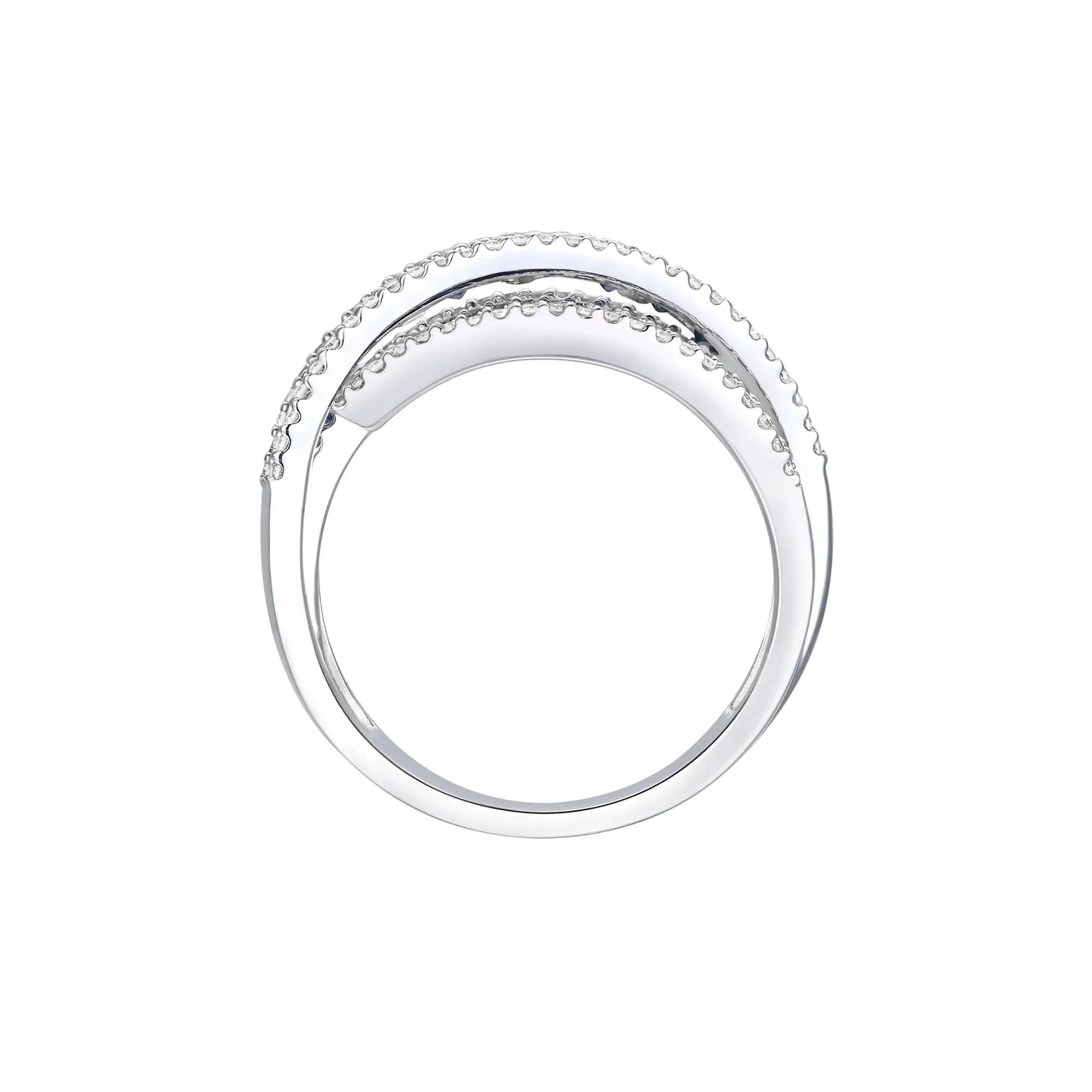 1/2 CT. Tw. Blue Sapphire and Diamond Wrap Band Ring 10K White Gold Size 7.5 1mm - Image 2
