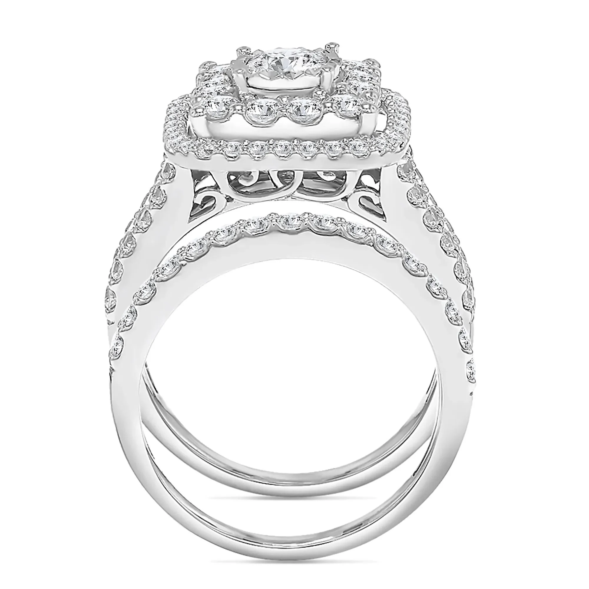 2 CT. Tw. Halo Diamond Engagement Ring 10K White Gold Size 6 - Image 2