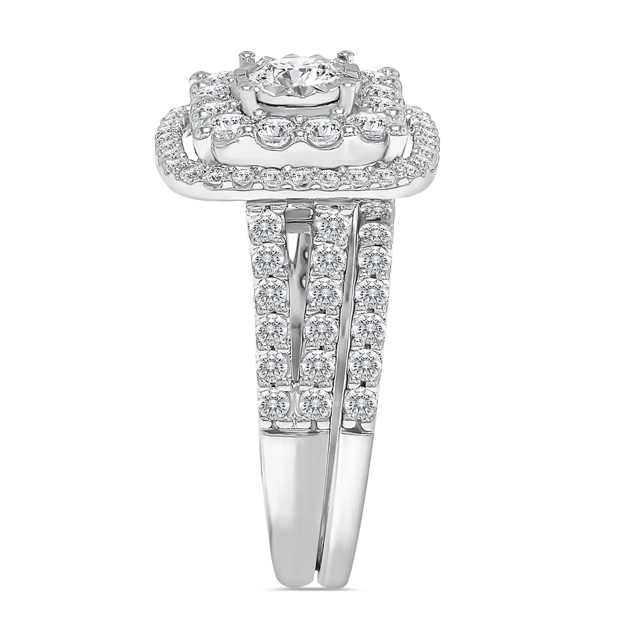 2 CT. Tw. Halo Diamond Engagement Ring 10K White Gold Size 7 - Image 3