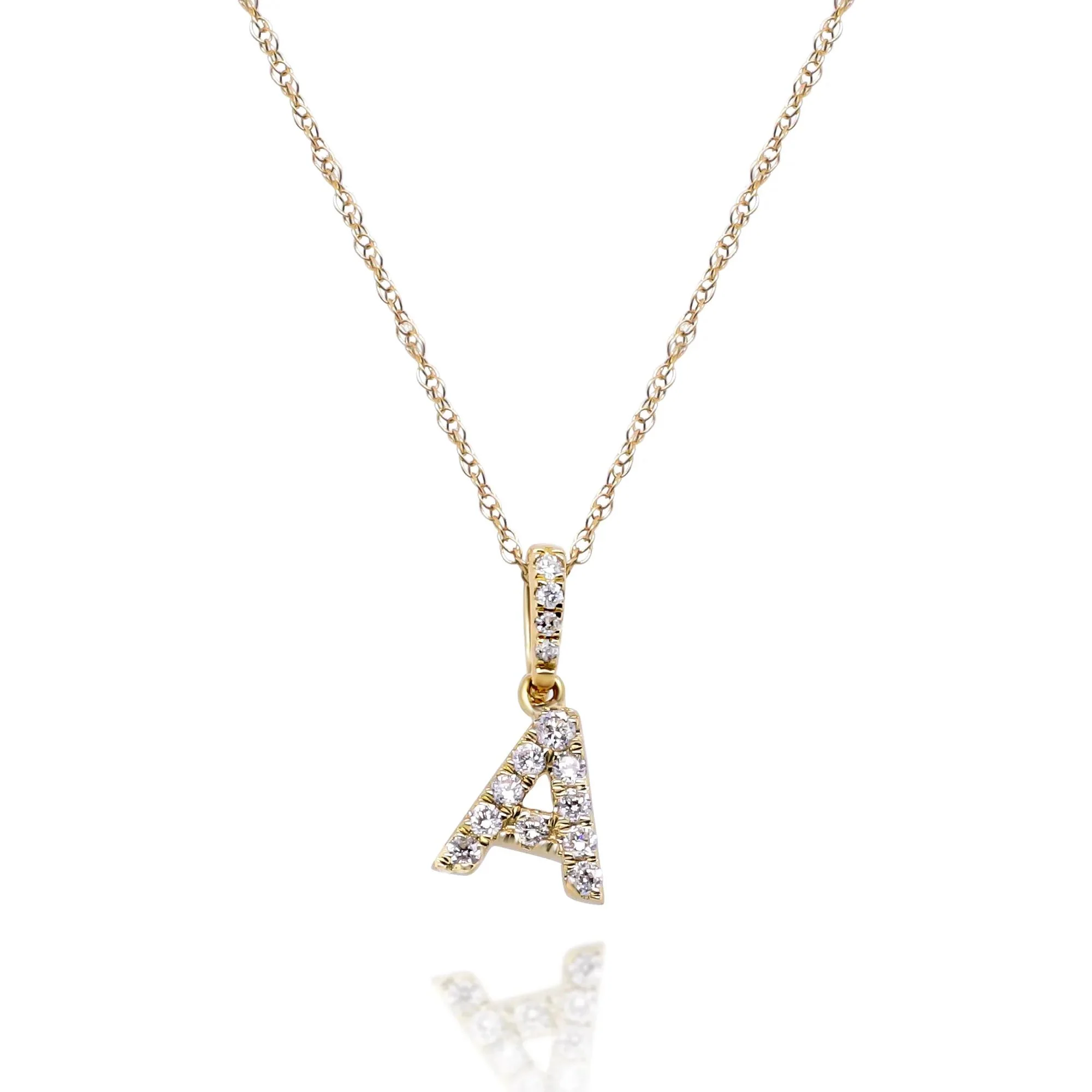 1/10 CT. Tw. Diamond a Initial Pendant Necklace 10K Yellow Gold Size 18"