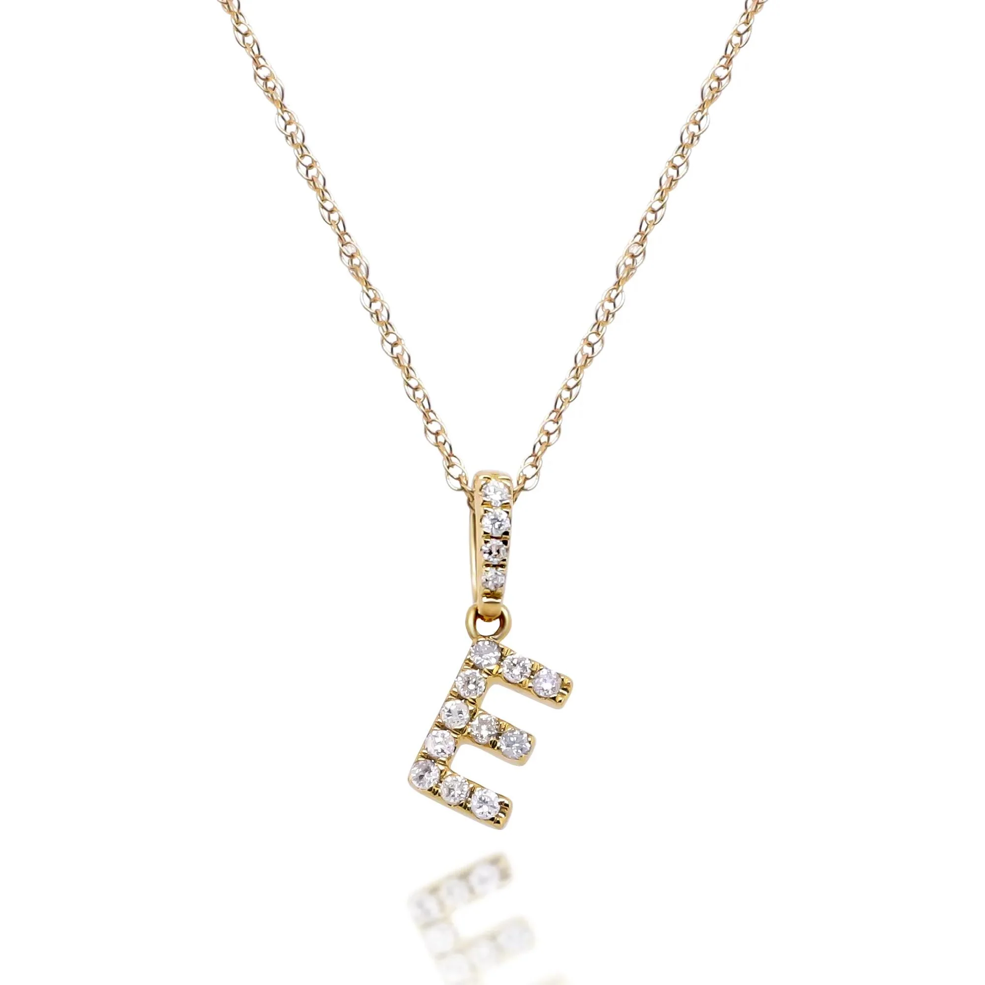 1/10 CT. Tw. Diamond E Initial Pendant Necklace 10K Yellow Gold Size 18"