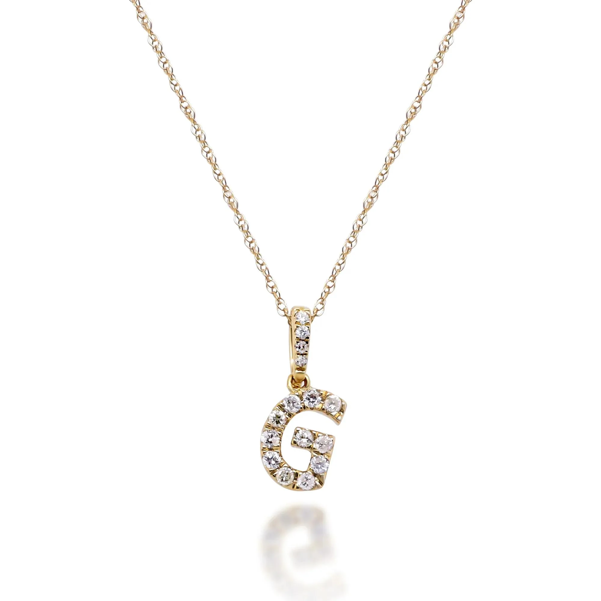 1/10 CT. Tw. Diamond G Initial Pendant Necklace 10K Yellow Gold Size 18"