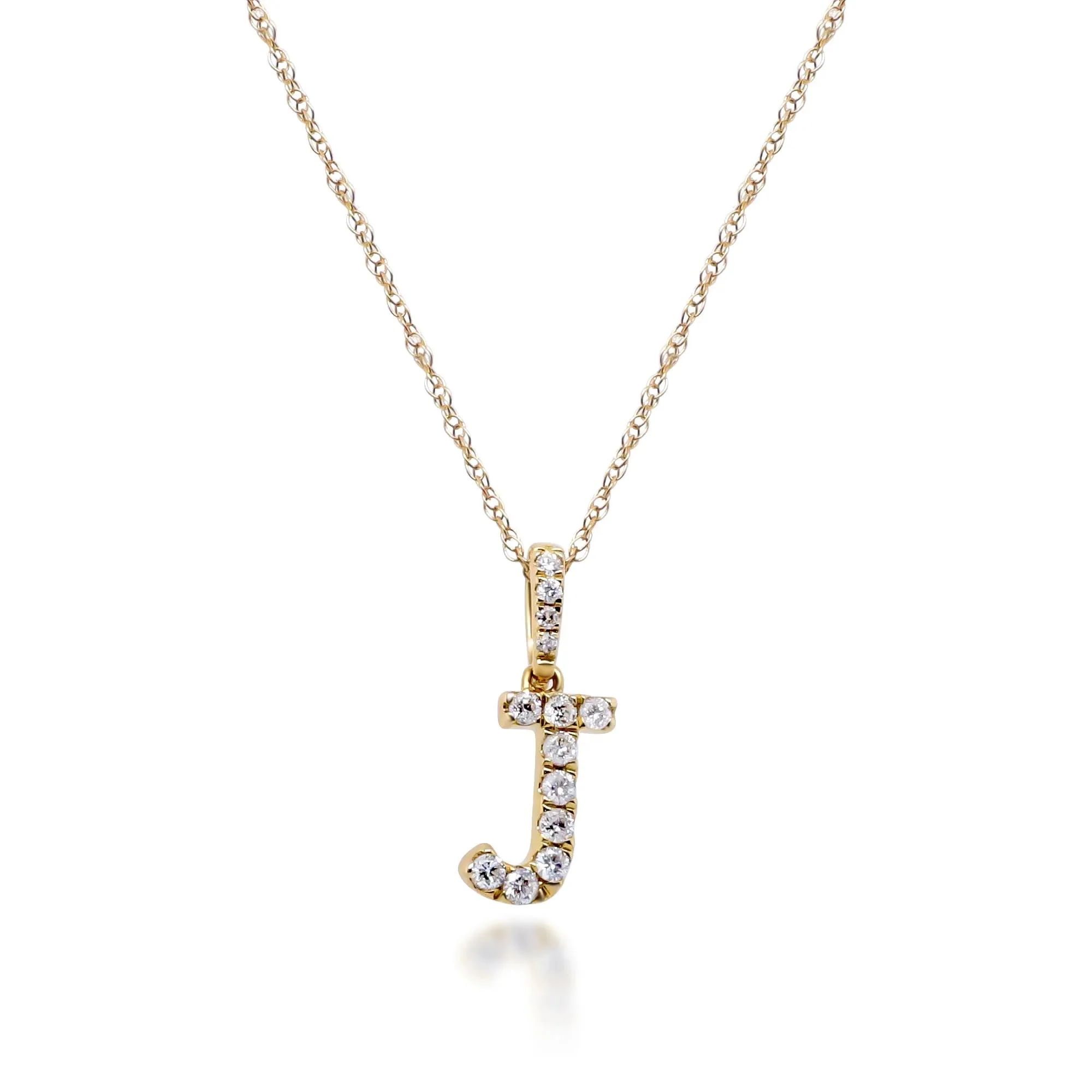 1/8 CT. Tw. Diamond J Initial Pendant Necklace 10K Yellow Gold Size 18"