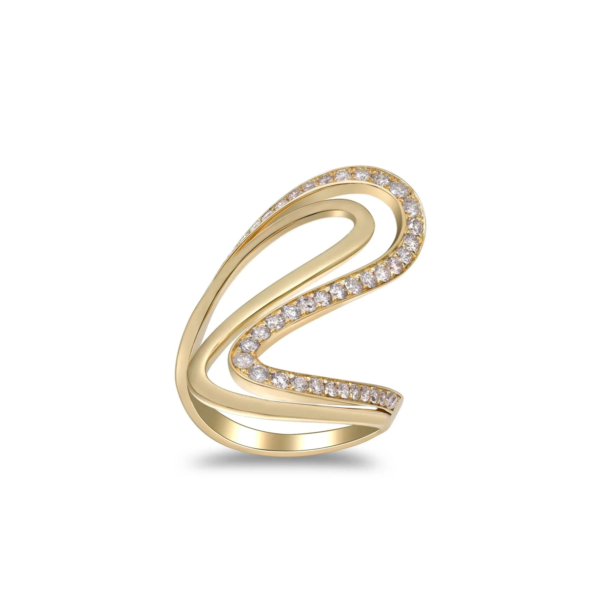 3/4 CT. Tw. Diamond Swirl Cocktail Ring 10K Yellow Gold Size 5 2mm - Image 2
