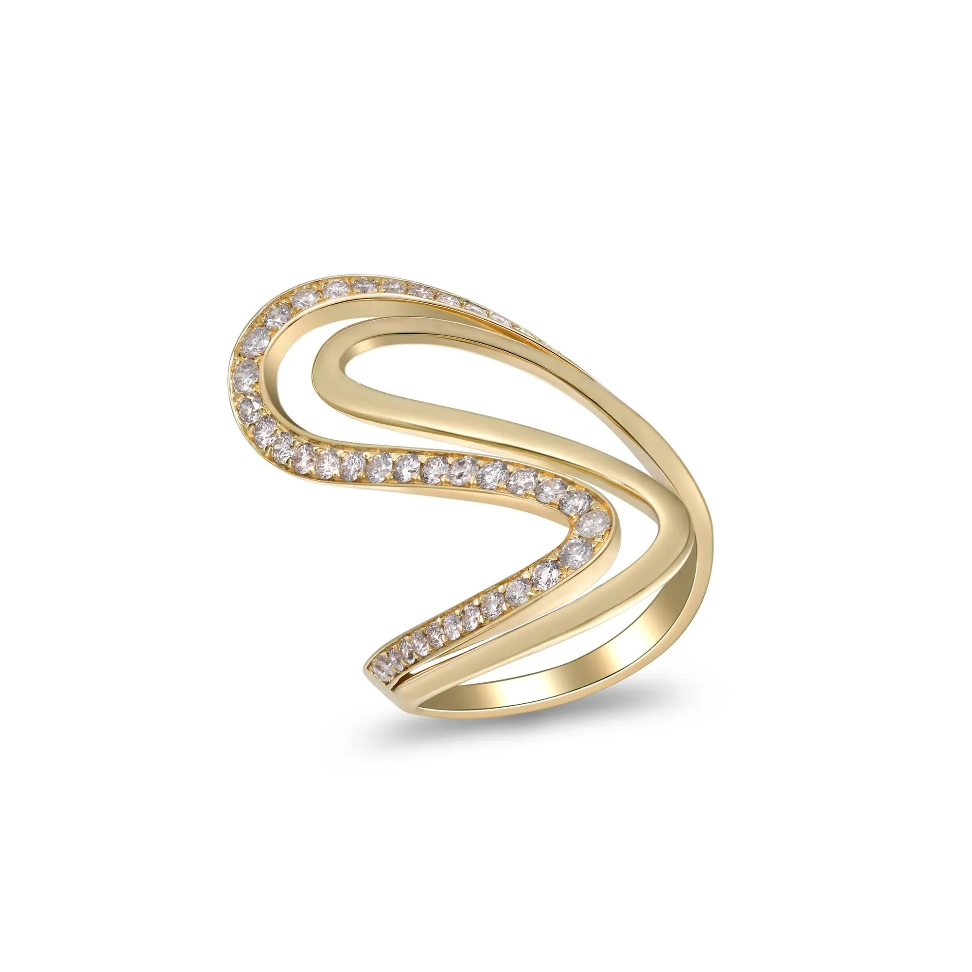 3/4 CT. Tw. Diamond Swirl Cocktail Ring 10K Yellow Gold Size 6 2mm - Image 5