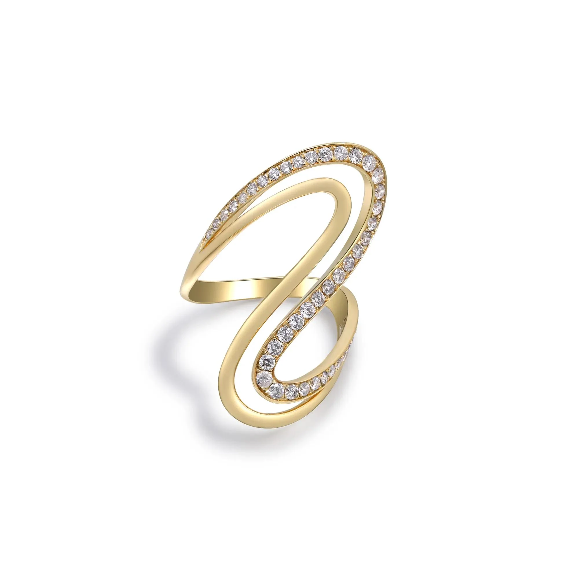 3/4 CT. Tw. Diamond Swirl Cocktail Ring 10K Yellow Gold Size 8 2mm