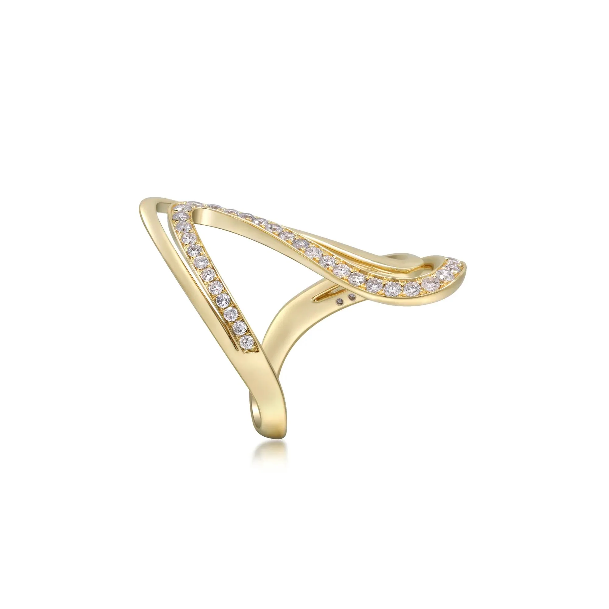 3/4 CT. Tw. Diamond Swirl Cocktail Ring 10K Yellow Gold Size 8 2mm - Image 4