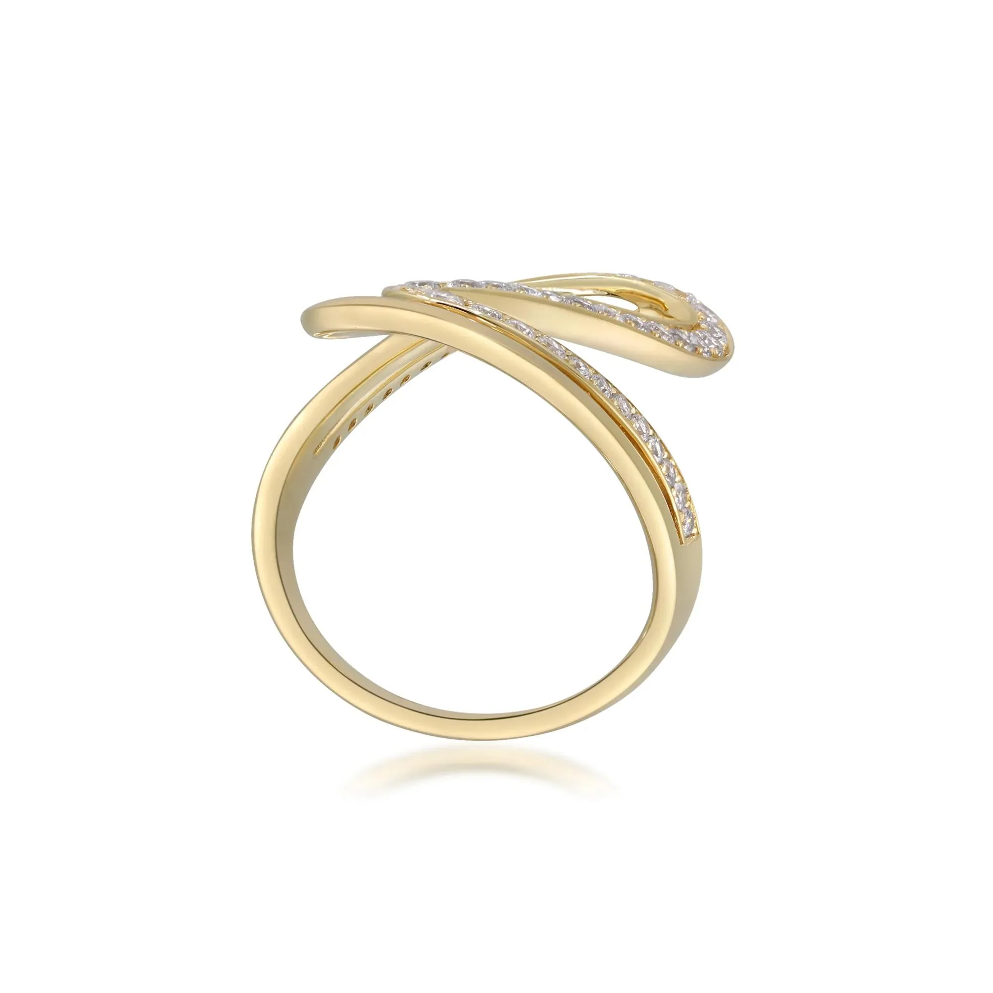 3/4 CT. Tw. Diamond Swirl Cocktail Ring 10K Yellow Gold Size 9 2mm - Image 3