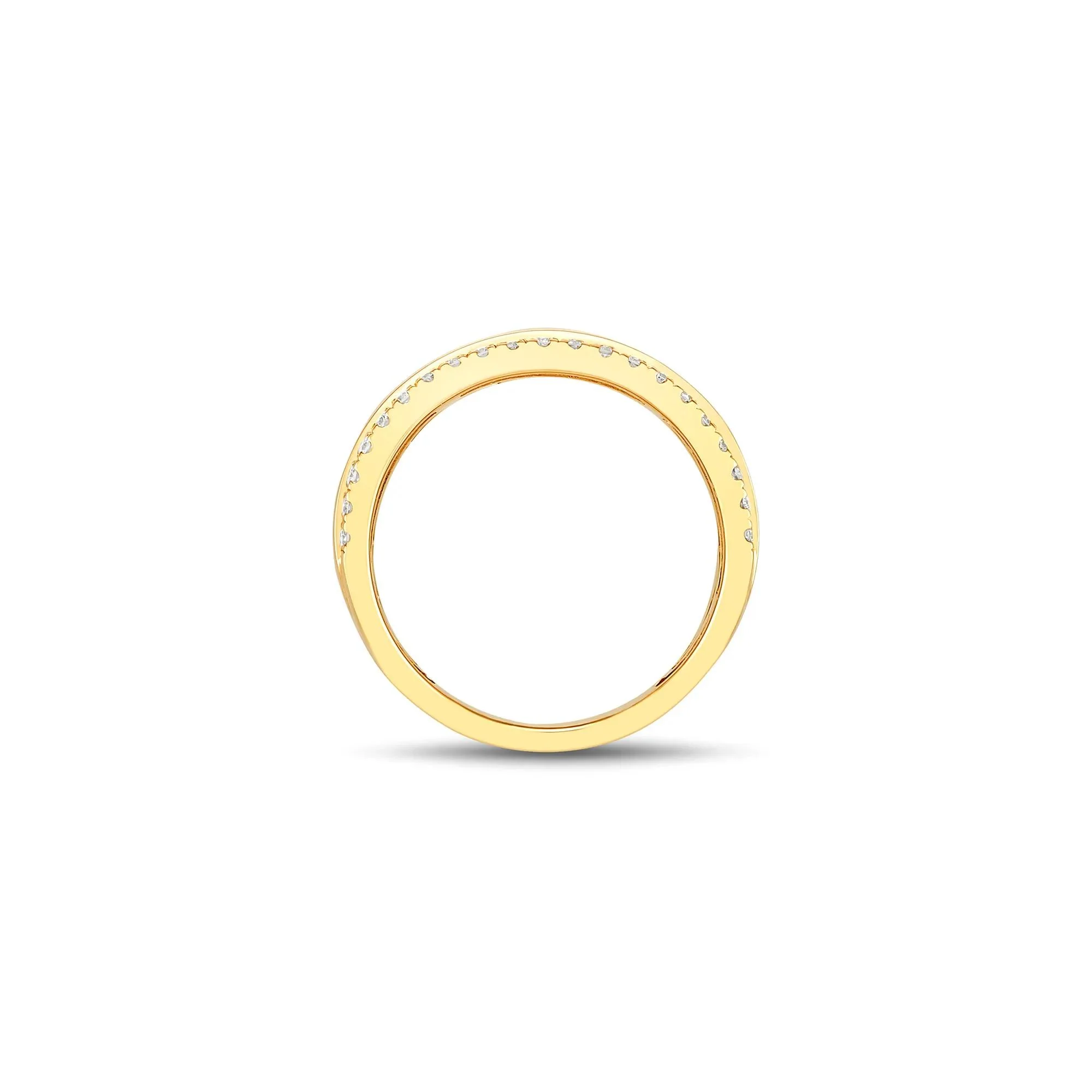 1/3 CT. Tw. Lab Grown Diamond High Polish Band Ring 10K Yellow Gold Round Brilliant Cut Size 9 2mm - Image 3
